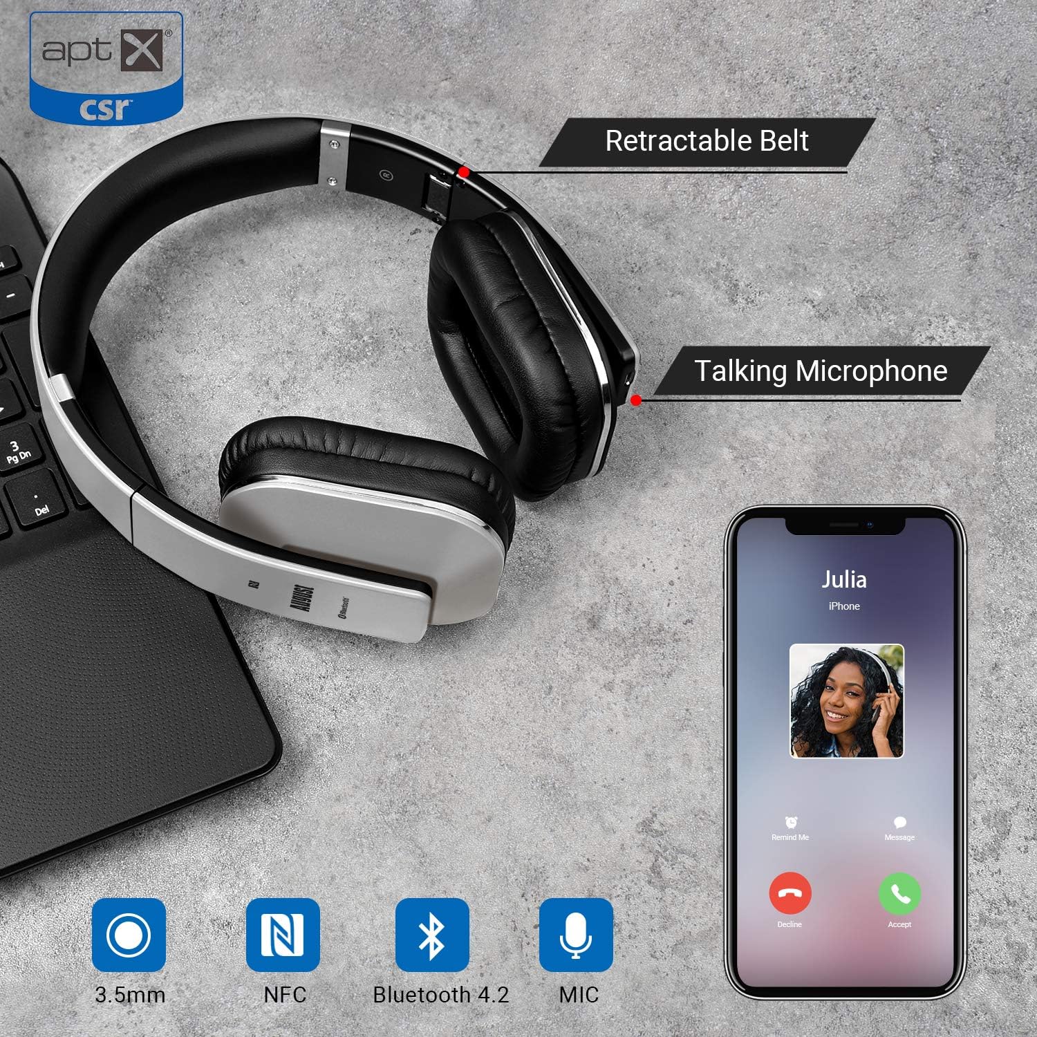 Detalle 1 de August EP650 Bluetooth Kopfhörer v4.2