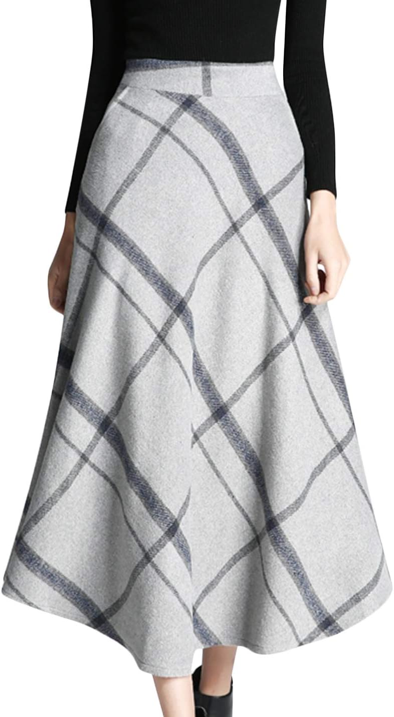 Thumbnail 4 de Tanming Wool Plaid A-Line Skirt