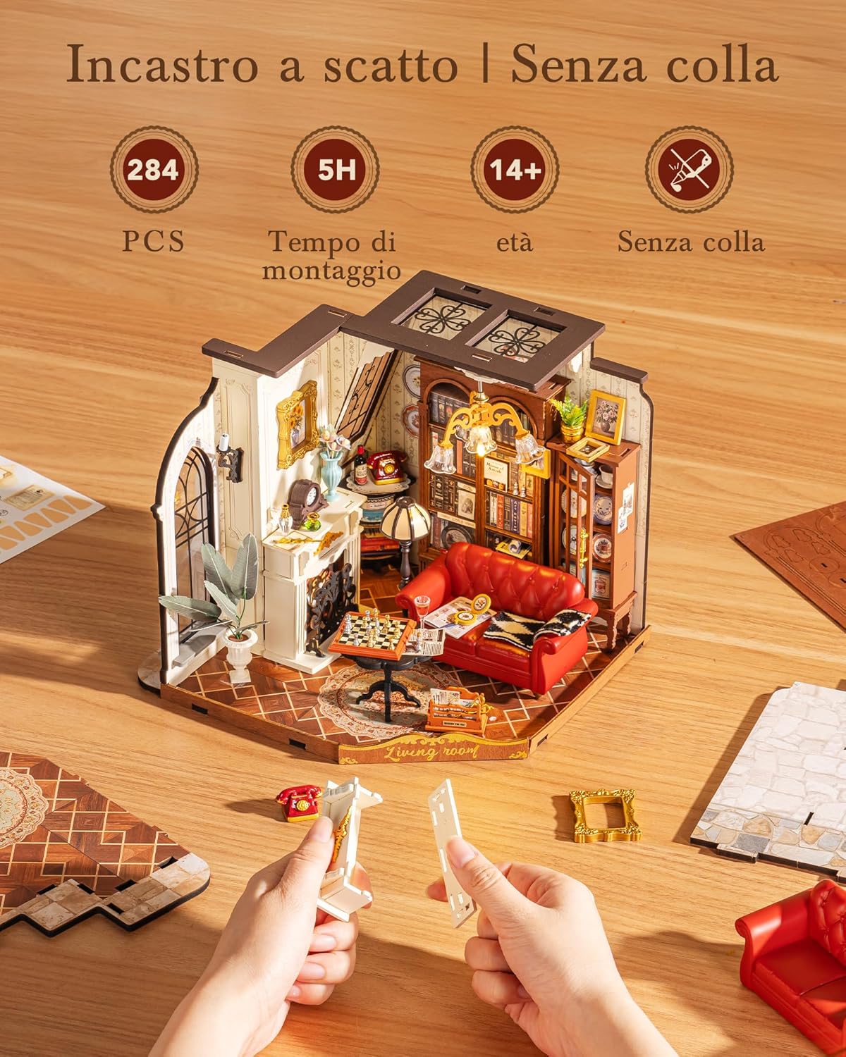 Detalle de Rolife Miniature Il salotto di Catherine kit casa 284 pezzi 🧩