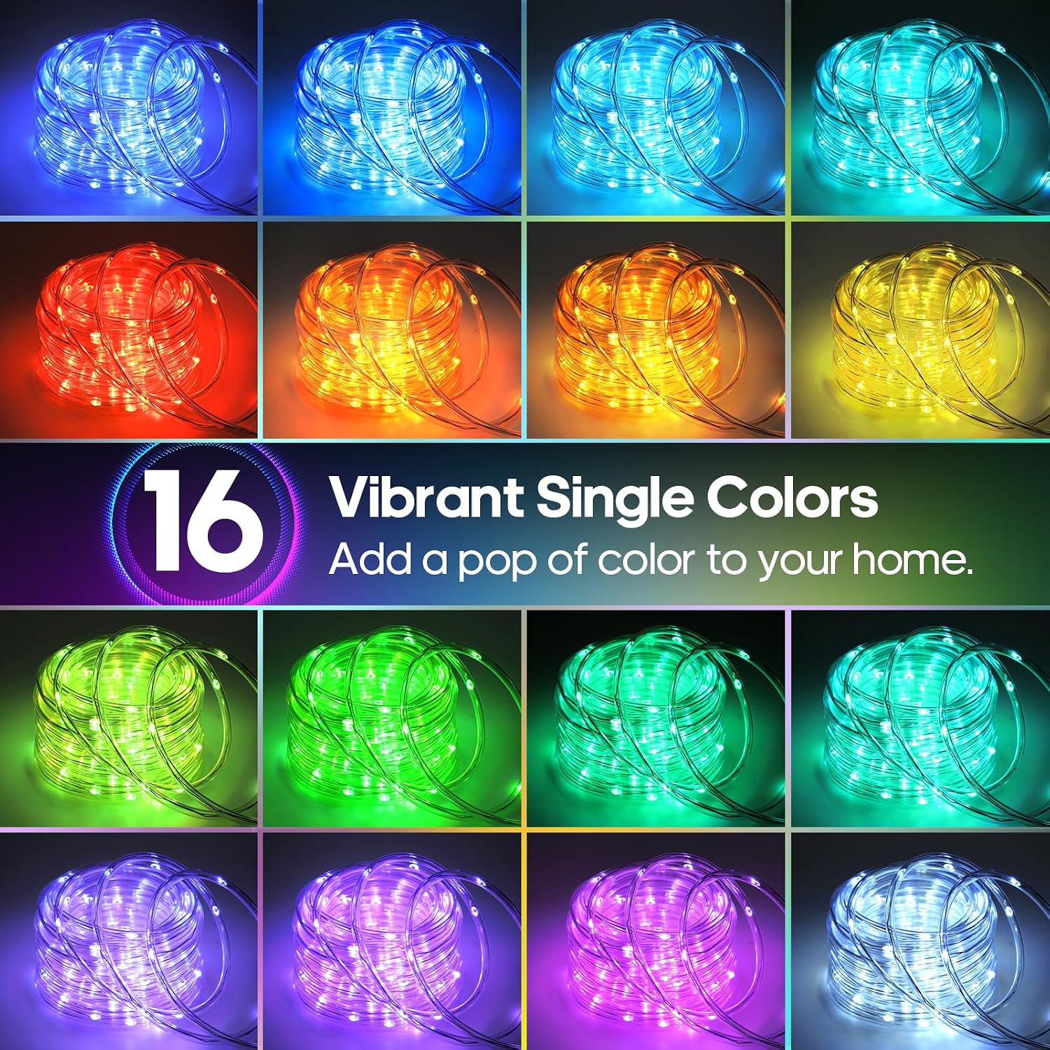 Detalle 2 de Soiarllt 149 40 ft RGB Rope Lights, 120 LEDs, 24 Colours, Remote