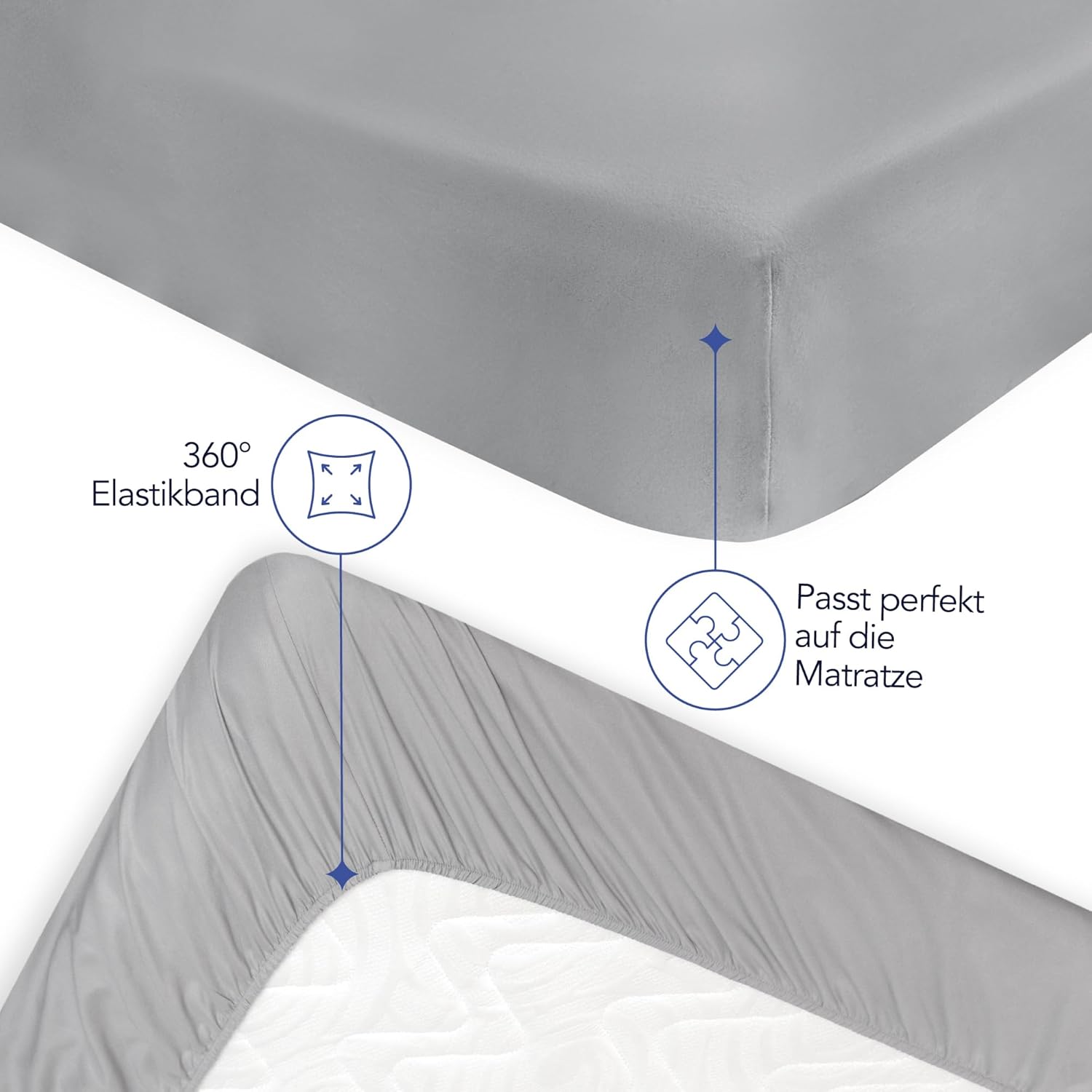 Thumbnail 2 de Dreamzie Spannbettlaken 80x200 cm (hoher Steg bis 33 cm) aus 100% Mikrofaser in Anthrazit