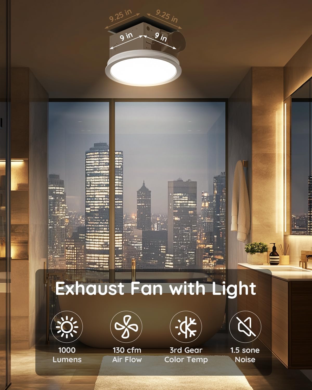 Detalle de Fitop Bathroom Exhaust Fan 130 CFM