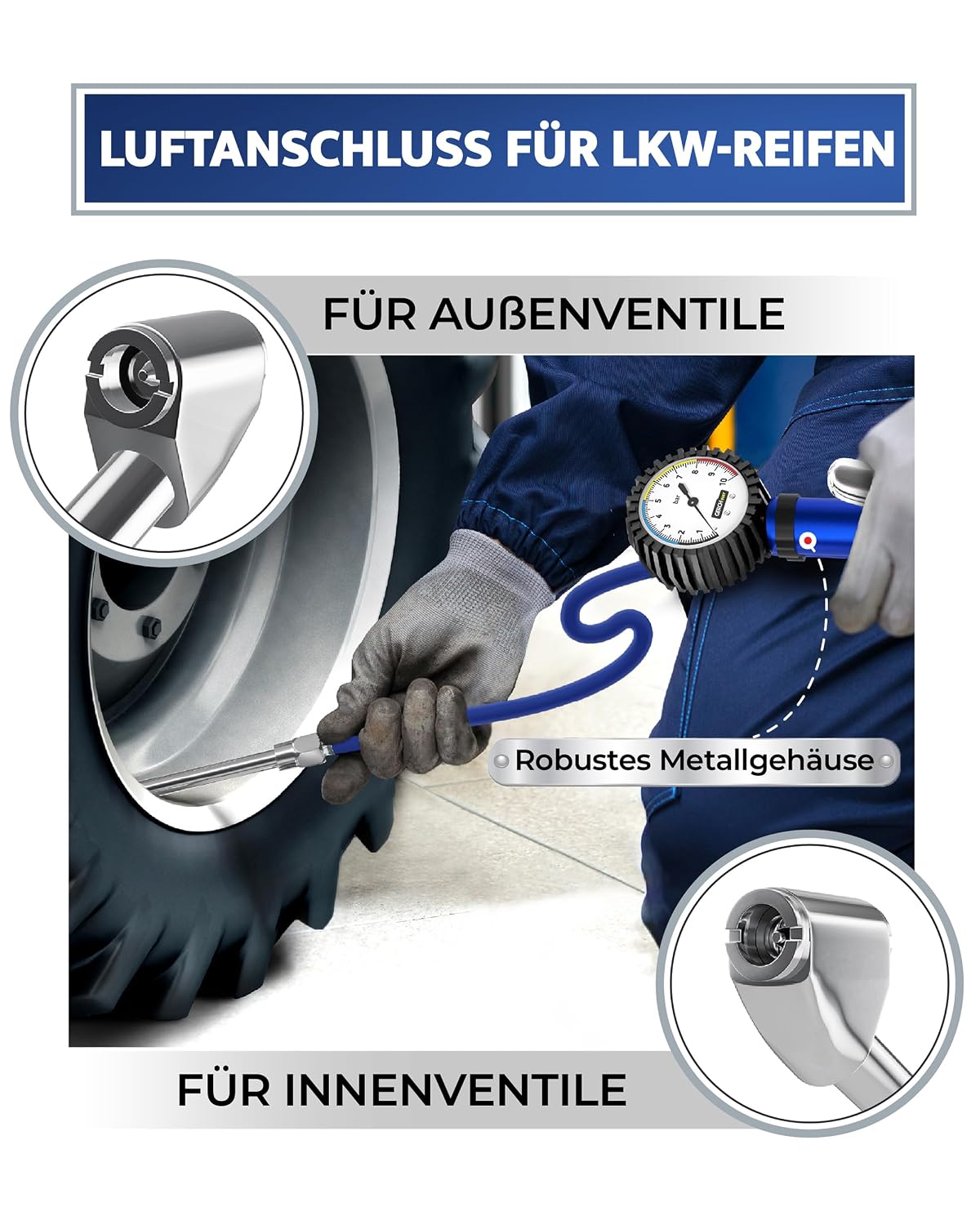 Thumbnail 6 de GERCHWAY Reifenfüller mit Manometer 0,5–10 bar