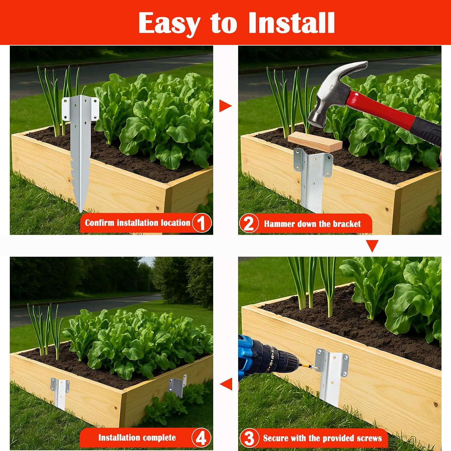 Thumbnail 6 de Hzxy Railway Sleeper Brackets – 10-pack heavy-duty galvanised serrated metal stakes with screws