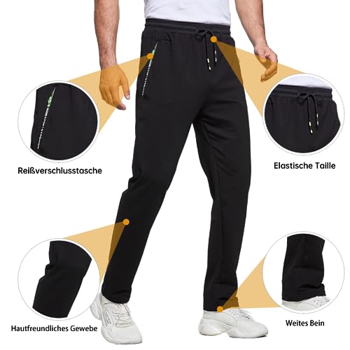 Detalle de ZOXOZ Pantalón Chándal Hombre Deportivos Holgado Recto con Cremalleras Negro L