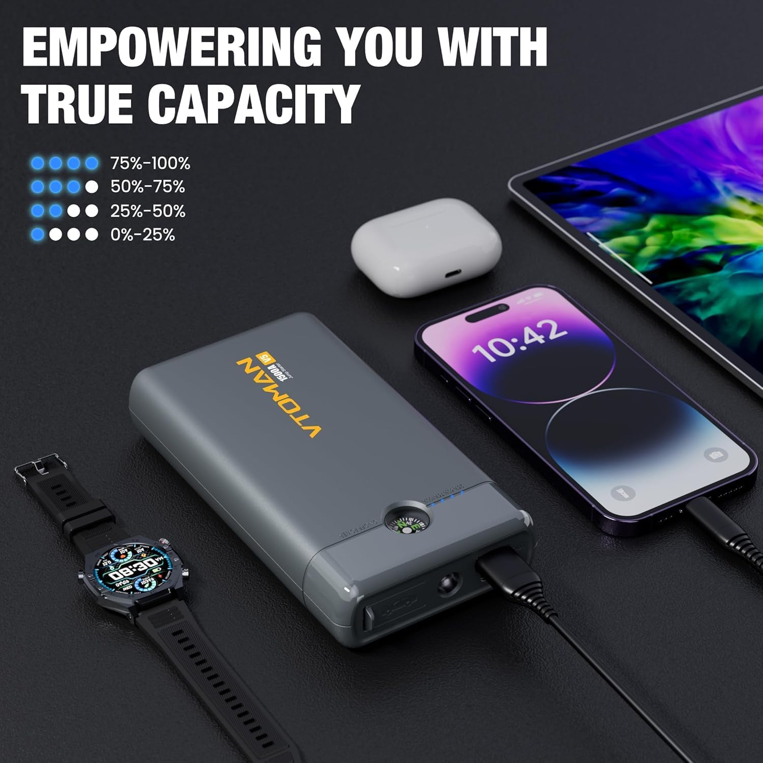 Thumbnail 6 de VTOMAN V5 Jump Starter Power Pack: 1500A Portable Car Booster for 12V Vehicles