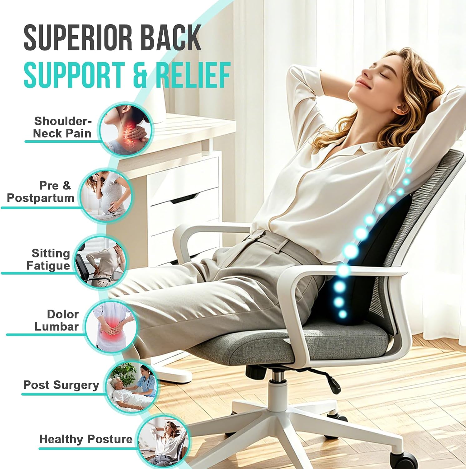 Thumbnail 2 de RaMokey Lumbar Support Cushion for Lower Back Pain Relief