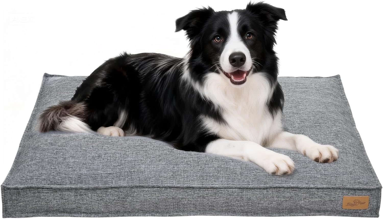 Detalle de BingoPaw Extra Large Dog Bed: Calming Crate Mattress in Dark Grey (103x69x10cm)