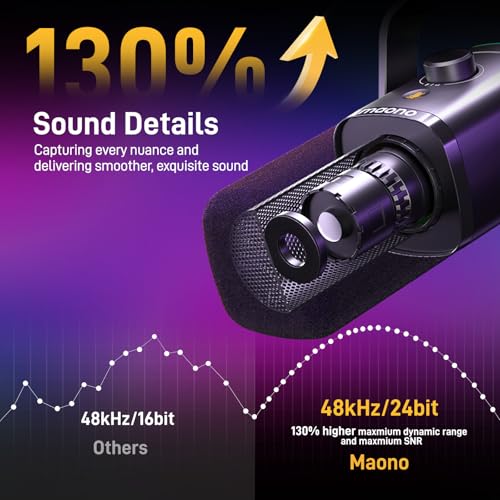 Detalle de MAONO PD100XS Dynamic Gaming Microphone with Boom Arm (XLR/USB) for Streaming