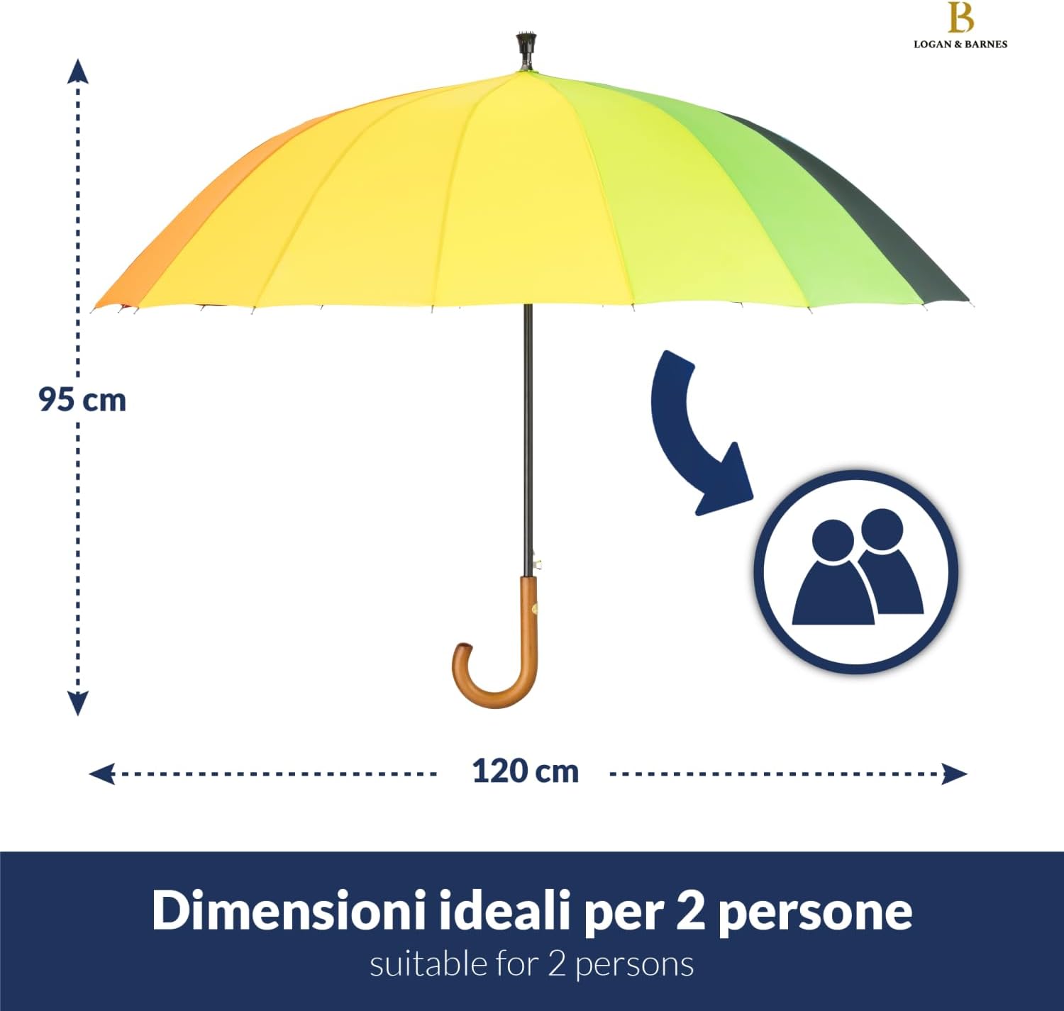 Thumbnail 3 de LOGAN & BARNES Ombrello da pioggia antivento Ø120 cm modello EDINBURGH – XXL per due persone
