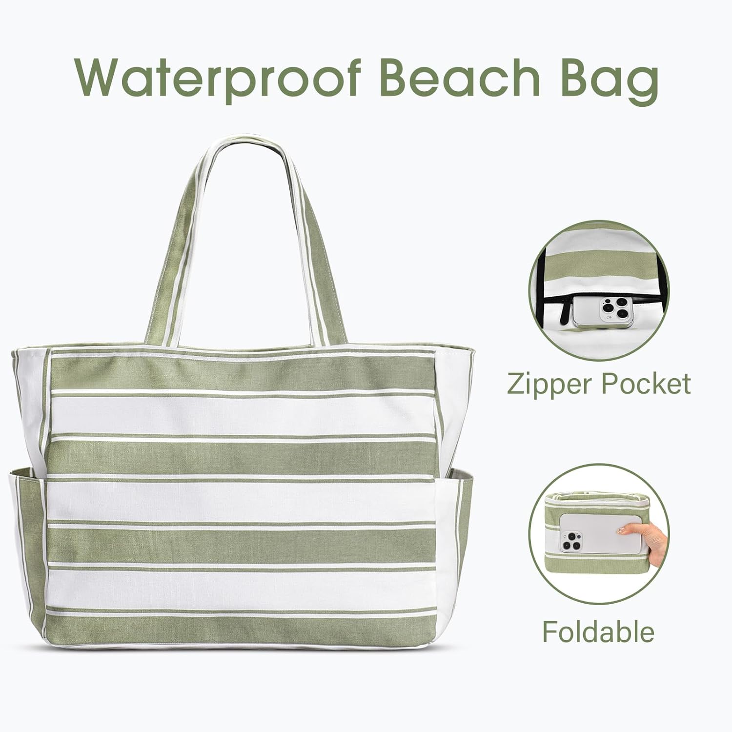 Detalle de oscaurt Strandtasche XXL Familie Damen Umhängetasche Tote Bag Badetasche - Wasserdicht mit Nasstasche, 30 L