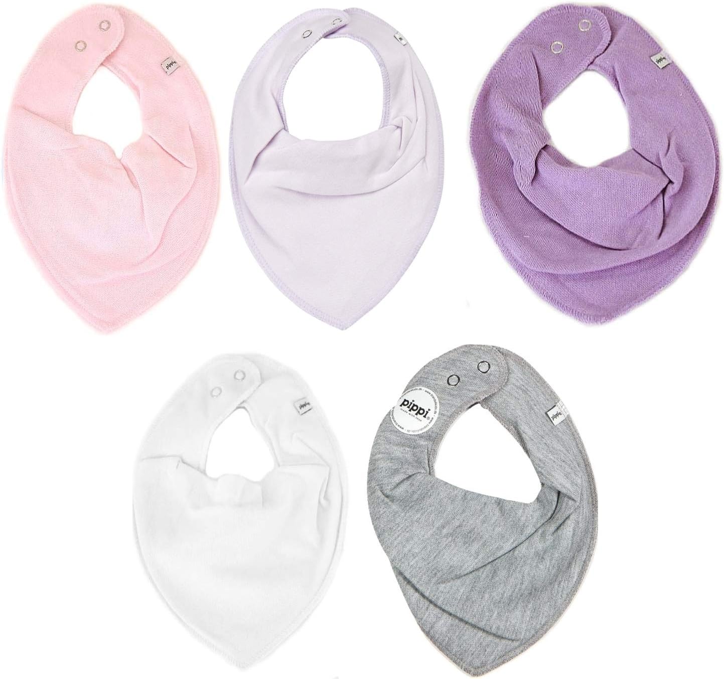 Thumbnail 5 de Pippi Bandana Bib – Solid (lot de 5) : 5 bandanas à bavoir solides pour bébé