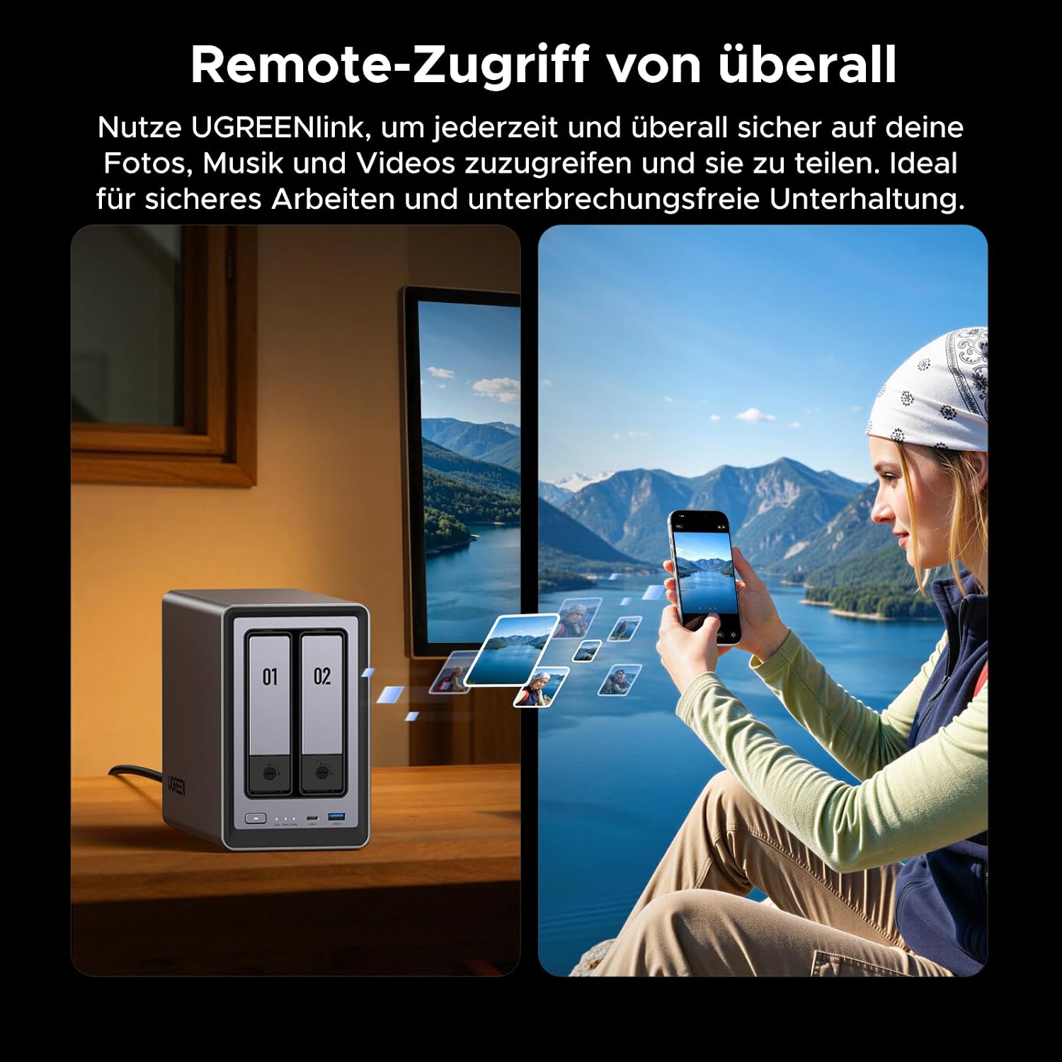 Detalle 2 de UGREEN NASync DXP2800: 2-Bay Desktop-NAS mit Intel N100 – Speicher lokal verwalten und sichern