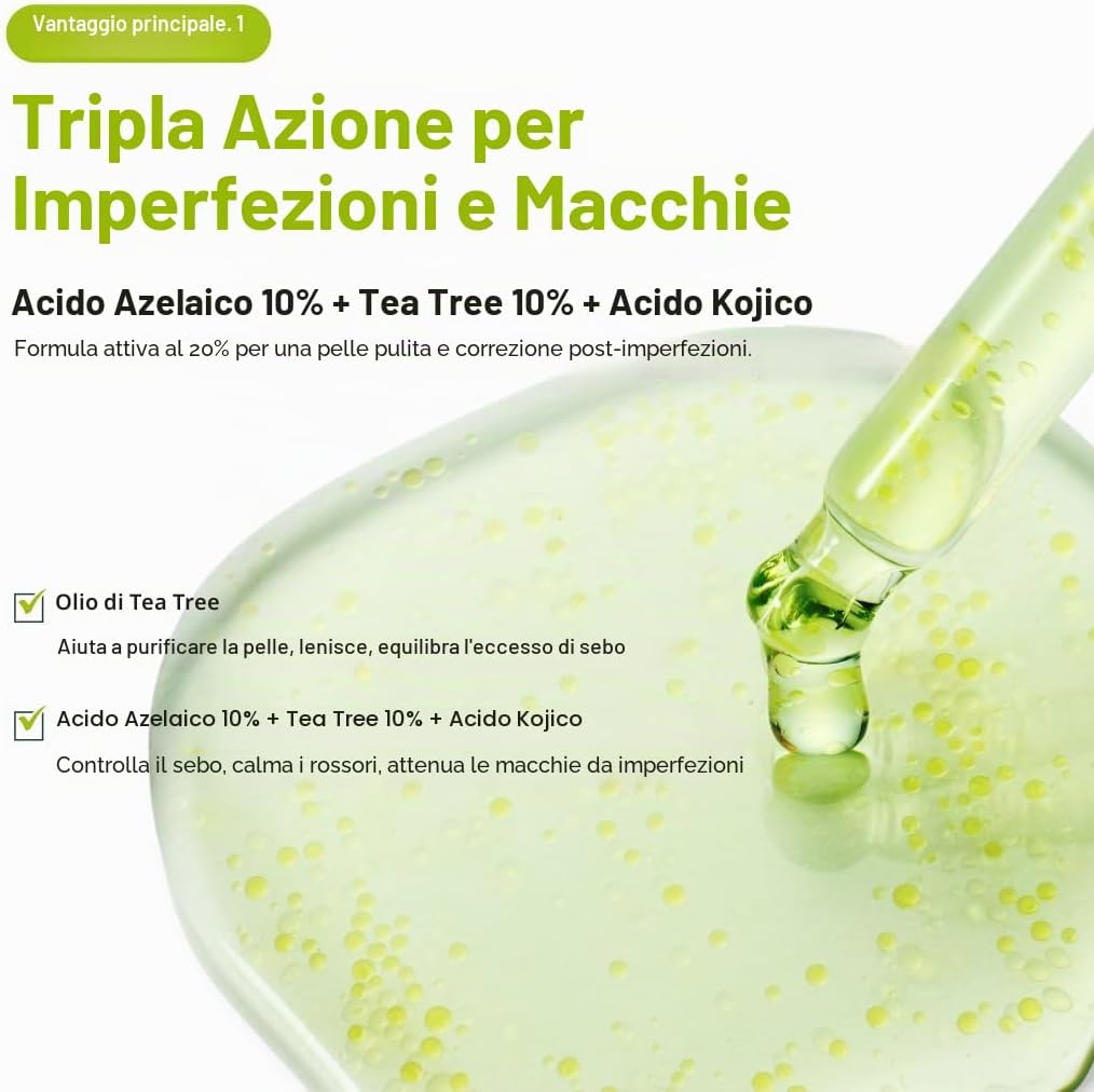Thumbnail 4 de PURITO Acido Azelaico 10% Siero al Tè dell'albero Kojic e Tea Tree – tripla azione per imperfezioni e tono uniforme