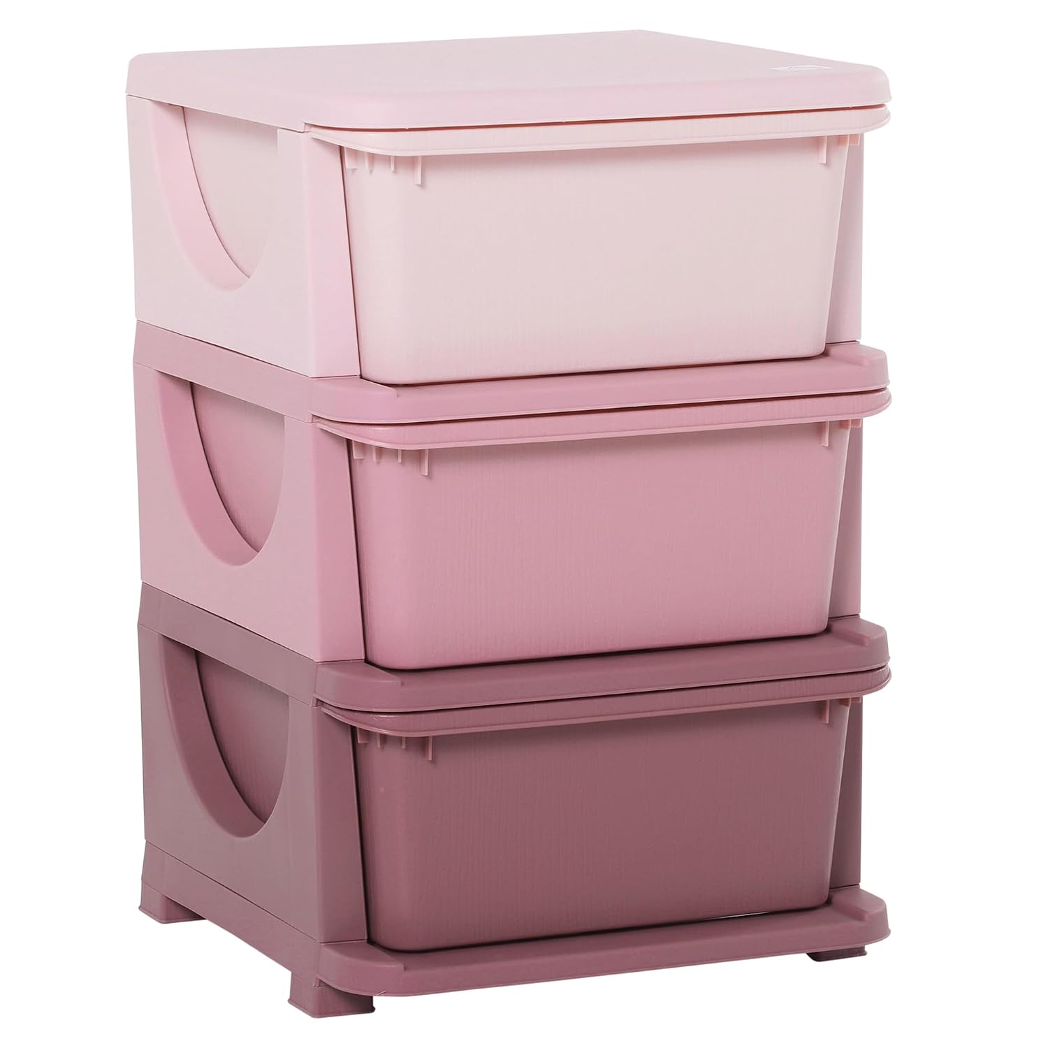Detalle de Qaba 3-Drawer Kids Storage Organizer, 3-Tier Pink Toy Chest