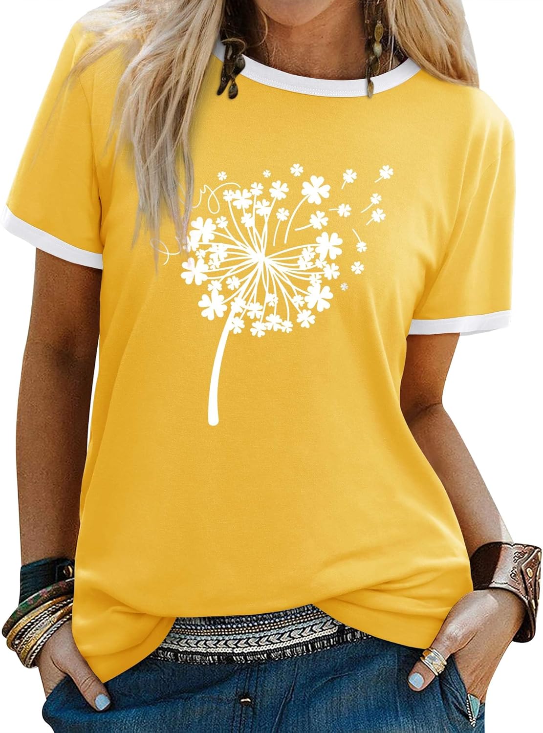 Thumbnail 6 de WIEIYM Women's Dandelion Bird Printed Summer Tee