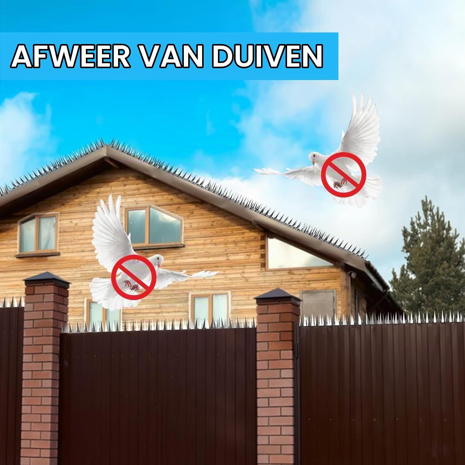 Thumbnail 3 de Fatmass FT-US-C-FT dierenwerende pinnen van RVS, 200 cm, 4 rijen