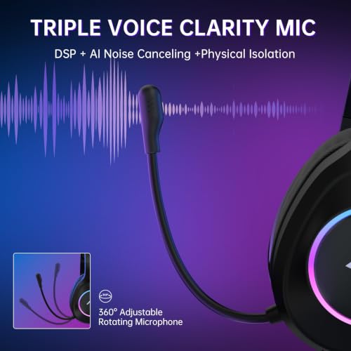 Detalle de AOC Wireless Gaming Headset for PS5, PS4, Nintendo Switch, PC — Black