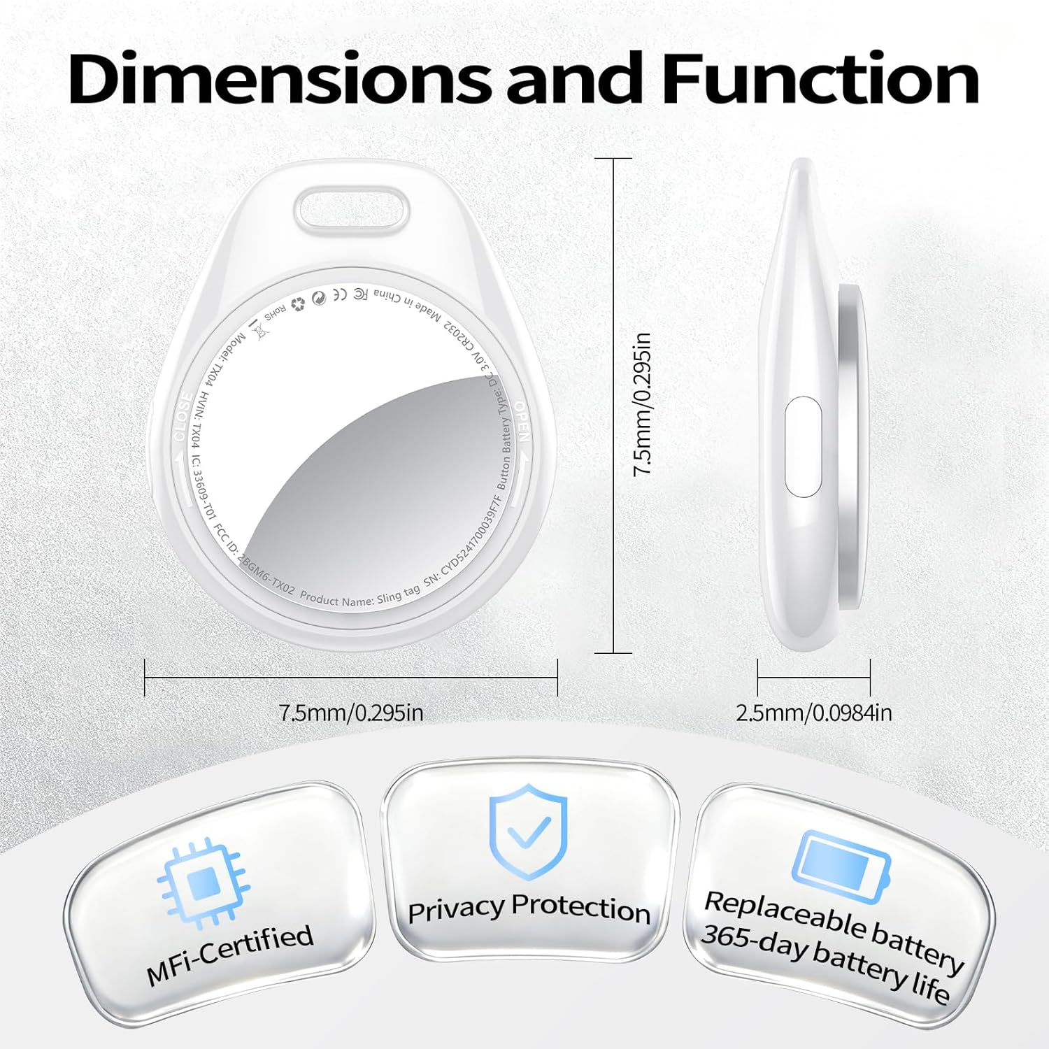 Thumbnail 3 de Tukio Air Tags traceur GPS Bluetooth – lot de 4, fonctionne avec l’app Localiser d’Apple (iOS uniquement)