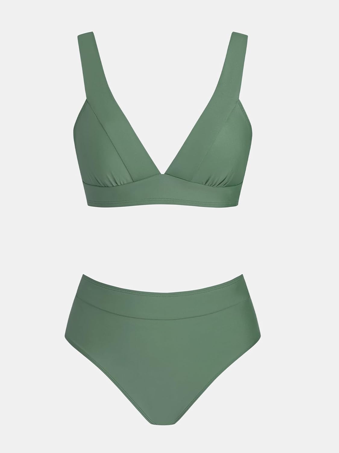 Thumbnail 4 de CUPSHE Ensemble bikini deux pièces pour femme – Taille haute, col en V profond, bretelles larges réglables, crochet dans le dos