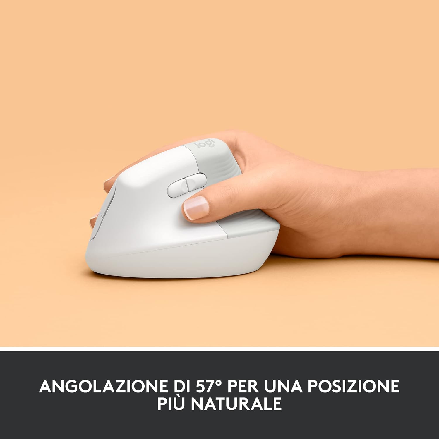 Detalle de Logitech Lift Mouse ergonomico verticale senza fili, 4 tasti 🖱