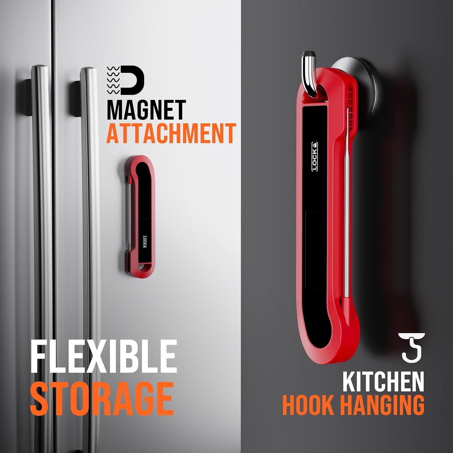 Thumbnail 6 de ONFIKY 0.3 Sec Instant Read Meat Thermometer, Red, ±0.5°F Precision