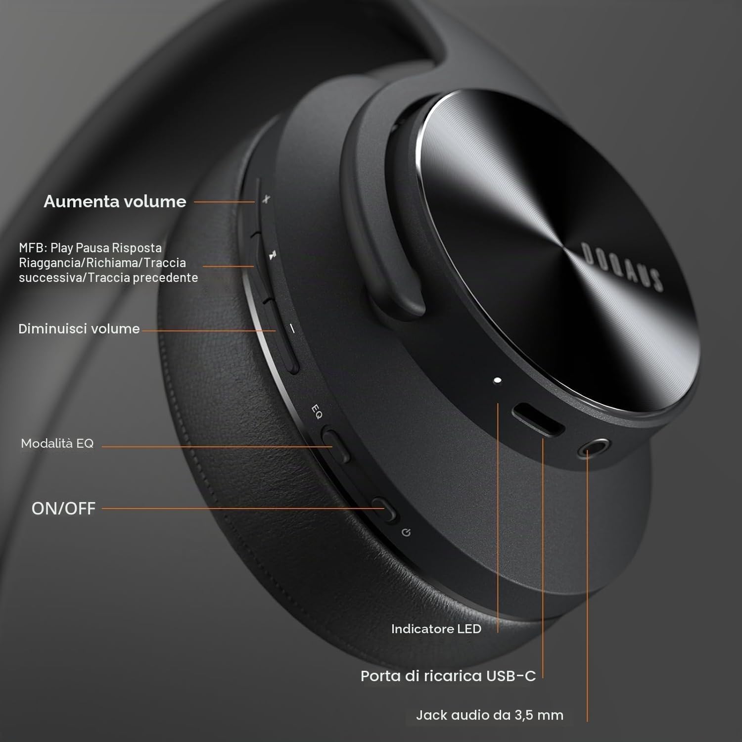 Thumbnail 5 de DOQAUS Care 1 cuffie Bluetooth over ear 90 ore