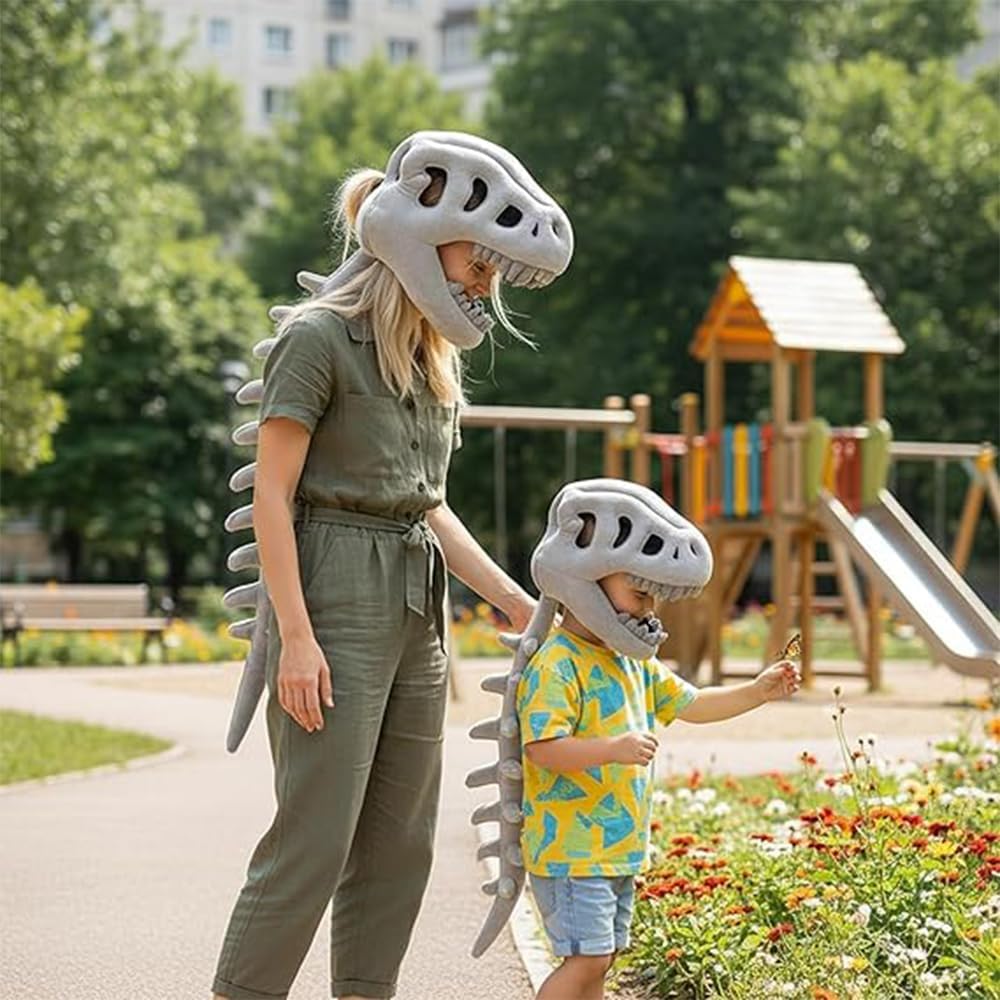 Detalle de Sachie Spinosaurus Skeleton Costume Set with Skull Headpiece and Spine Back Panel