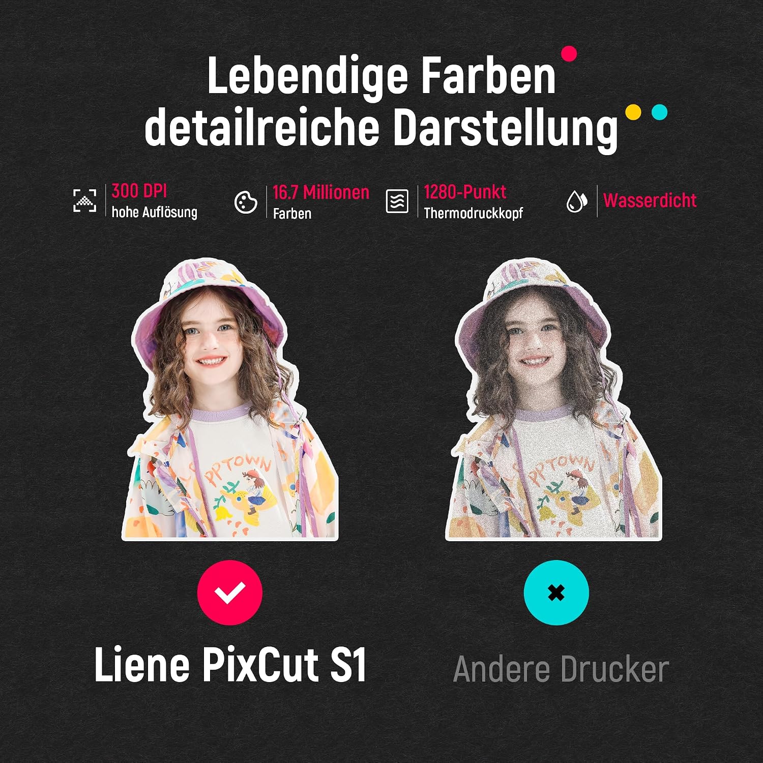 Detalle de Liene PixCut S1 – All-in-One Fotodrucker, Aufkleberdrucker und Schneidemaschine