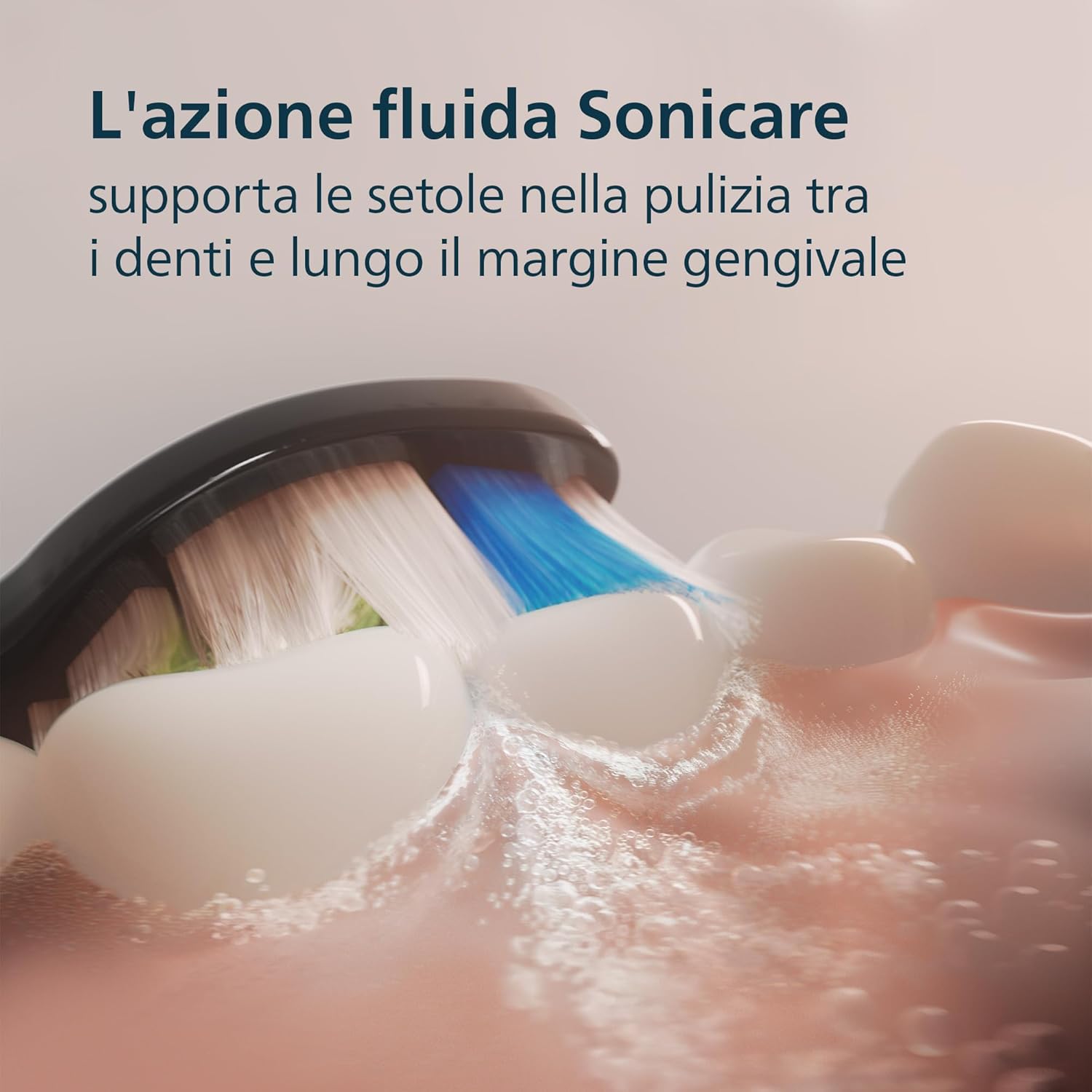 Detalle de Philips Sonicare Serie 4100 HX4046/52: spazzolino sonico con sensore di pressione, 4 testine e custodia