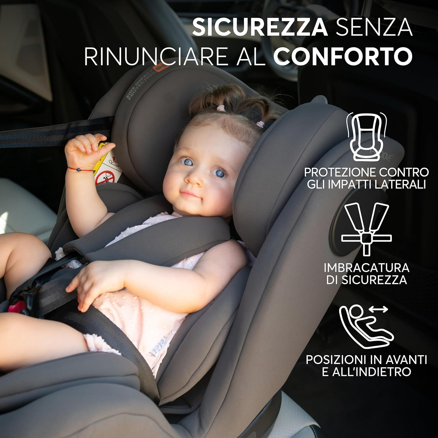 Thumbnail 3 de KikkaBoo Seggiolino Auto 0–36 kg ISOFIX i-Size i-MOOVE 2, Rotazione 360°, Verde Militare
