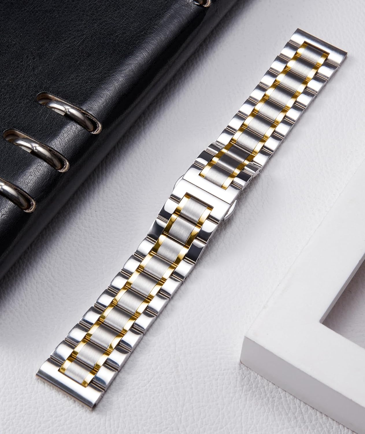 Thumbnail 1 de BINLUN Edelstahl Uhrenarmband 12–24 mm (316L) mit geraden und gebogenen Enden – Ersatzband für Smartwatch