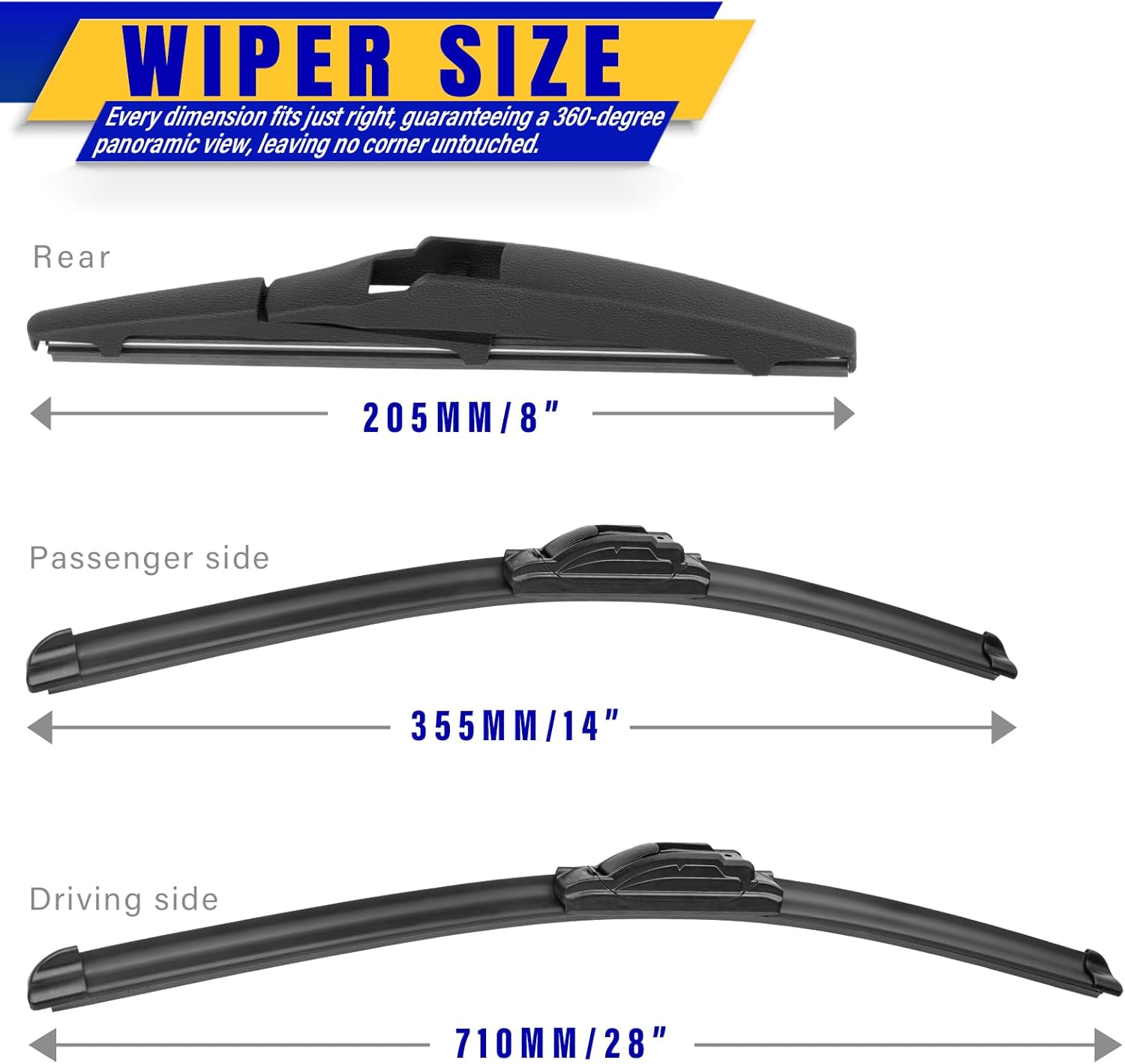 Detalle 2 de Toyota Prius C 3‑Piece Wiper Set 28"/14"/8"