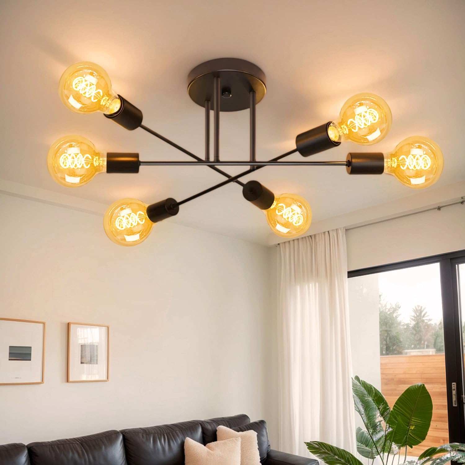 Detalle 1 de DUTSUGUAR G80 E27 vintage LED-lampa, dimbar 4 W med bärnstensglas, 6-pack