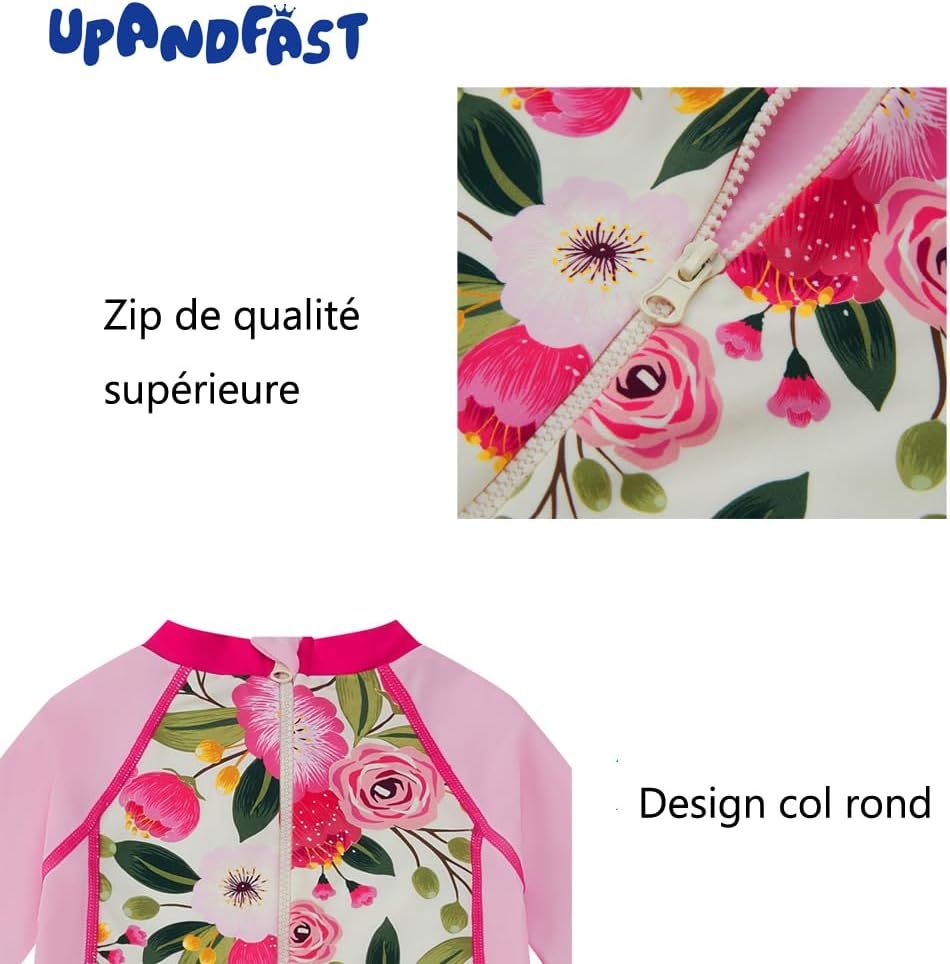 Detalle de Maillot 1 pièce bébé Fille avec Fermeture éclair et Chapeau inclus - UPF 50+
