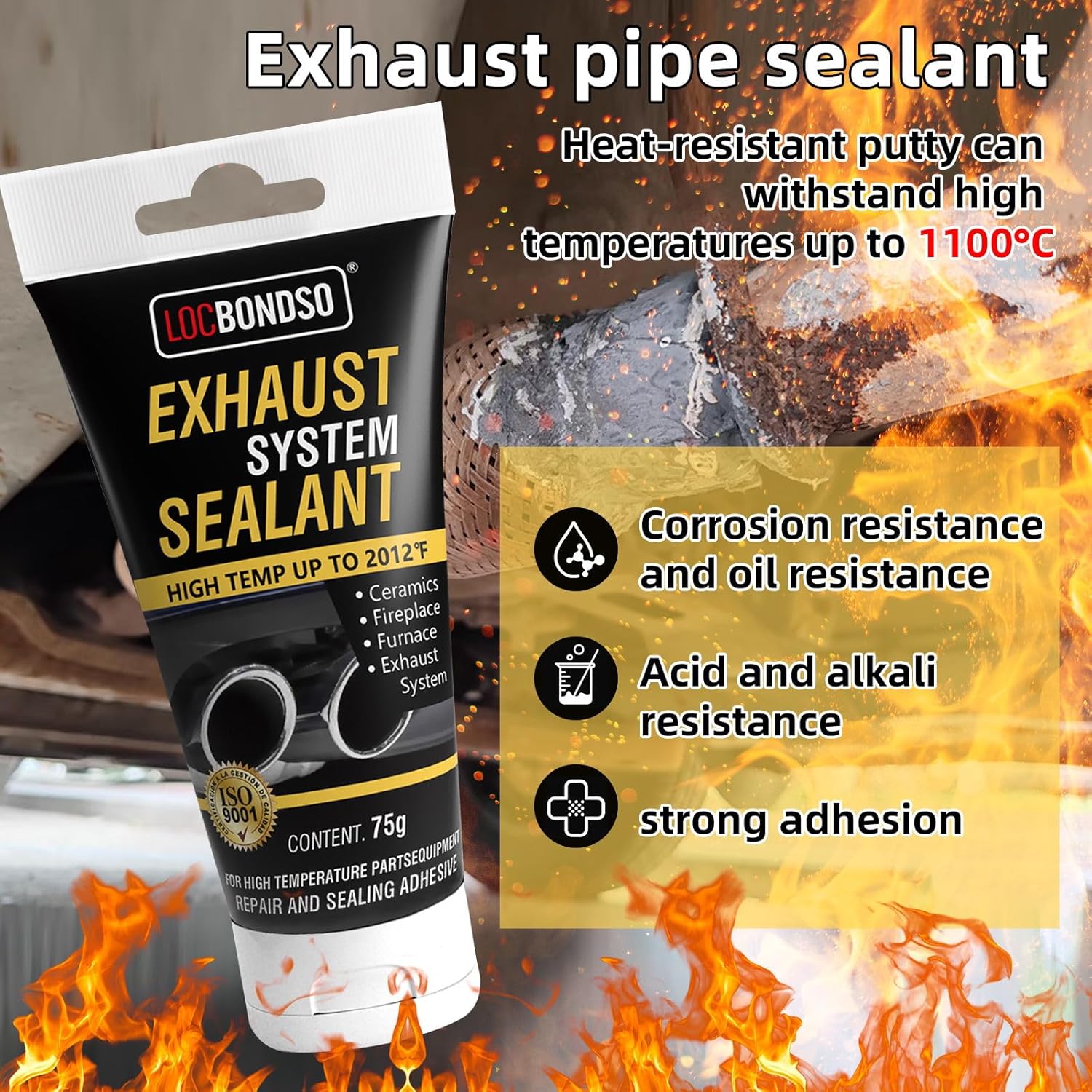 Thumbnail 1 de LOCBONDSO Exhaust Repair Kit up to 1100°C – exhaust sealant paste for cars and motorcycles