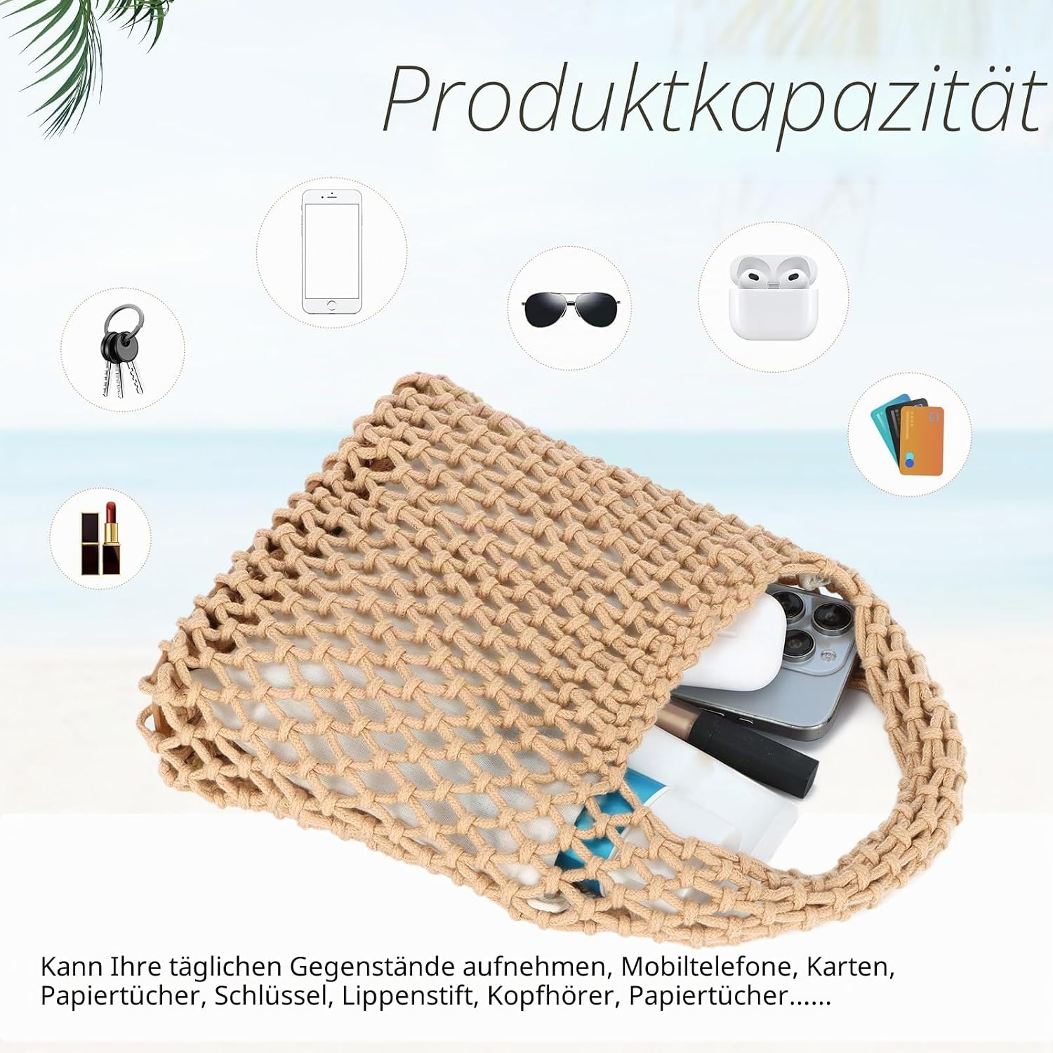 Thumbnail 5 de EVEOUT Gewebte Clutch Tasche – Kleine Häkelmesh-Tasche für Damen
