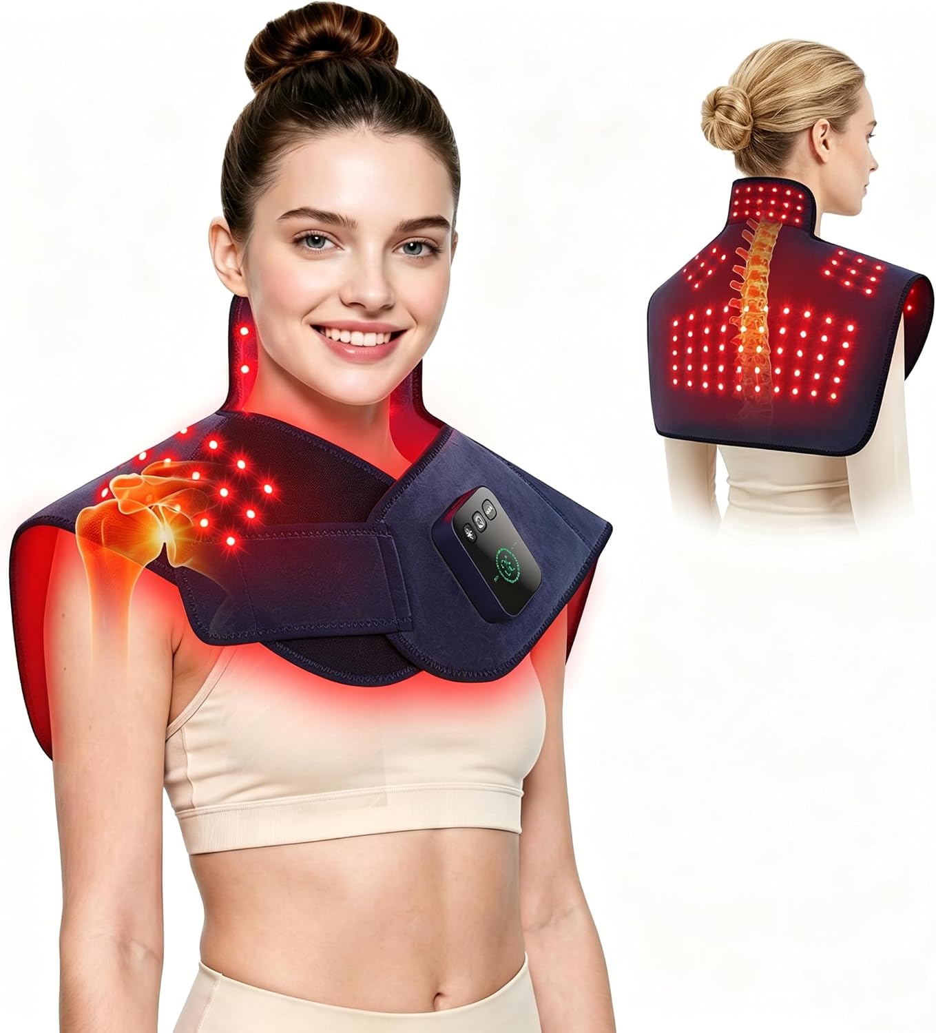 Detalle de Red Light Therapy for Neck and Shoulders: Cordless 660nm & 850nm Wrap with 5000mAh Battery