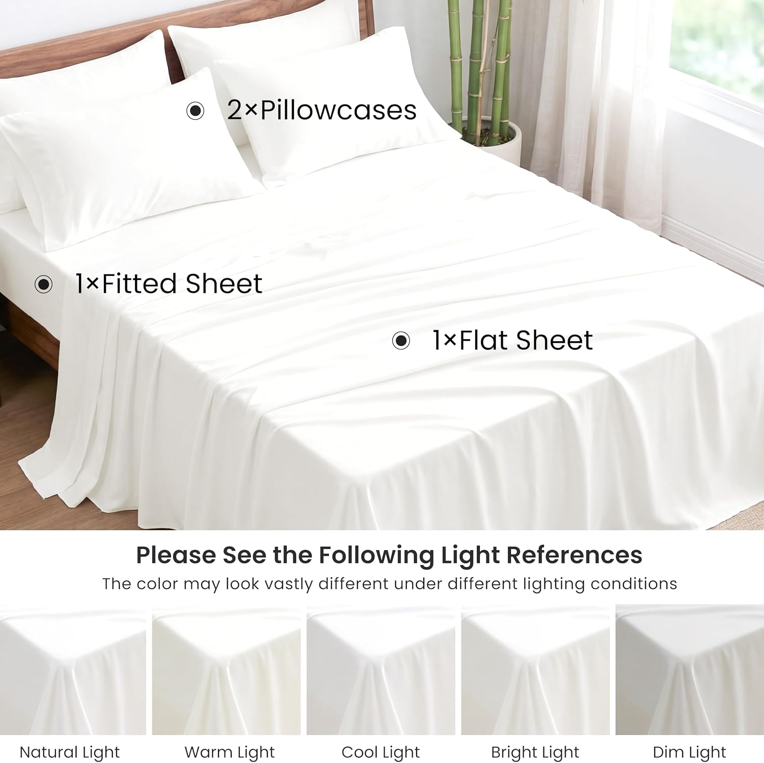 Thumbnail 6 de Love's cabin 4-Piece Full Sheet Set: Bamboo Rayon, Deep Pocket, Breathable & Silky-Smooth