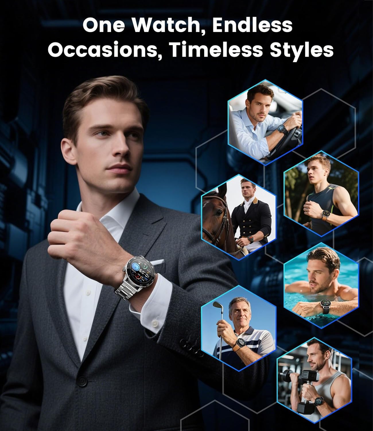 Thumbnail 5 de BENYAR SMART Montre Connectée Homme – Appels Bluetooth, Écran AMOLED 1,43'' et 120 modes sportifs