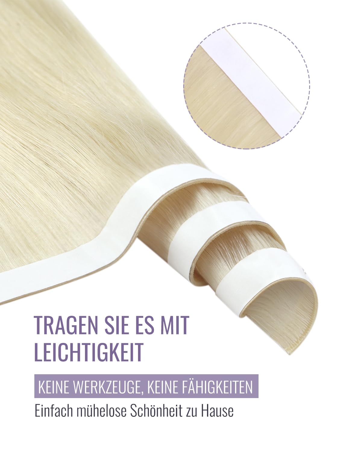 Thumbnail 3 de Fshine Long Tape Echthaar Tressen – Platinblond, 50 cm, Remy Echthaar, lange Tape-Weft