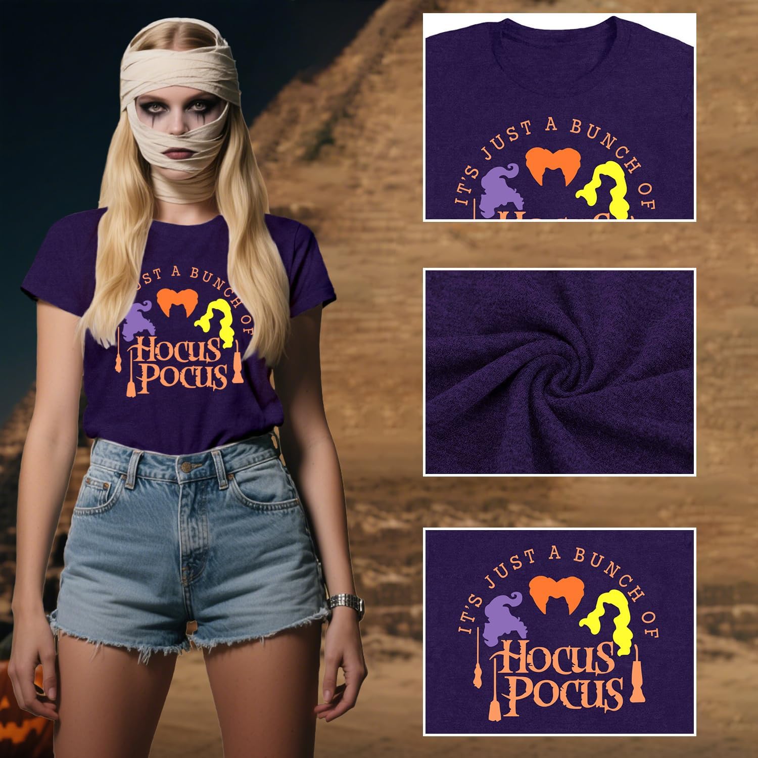 Thumbnail 5 de Qskall Halloween Sanderson Sisters T-Shirt for Women – Hocus Pocus Tee