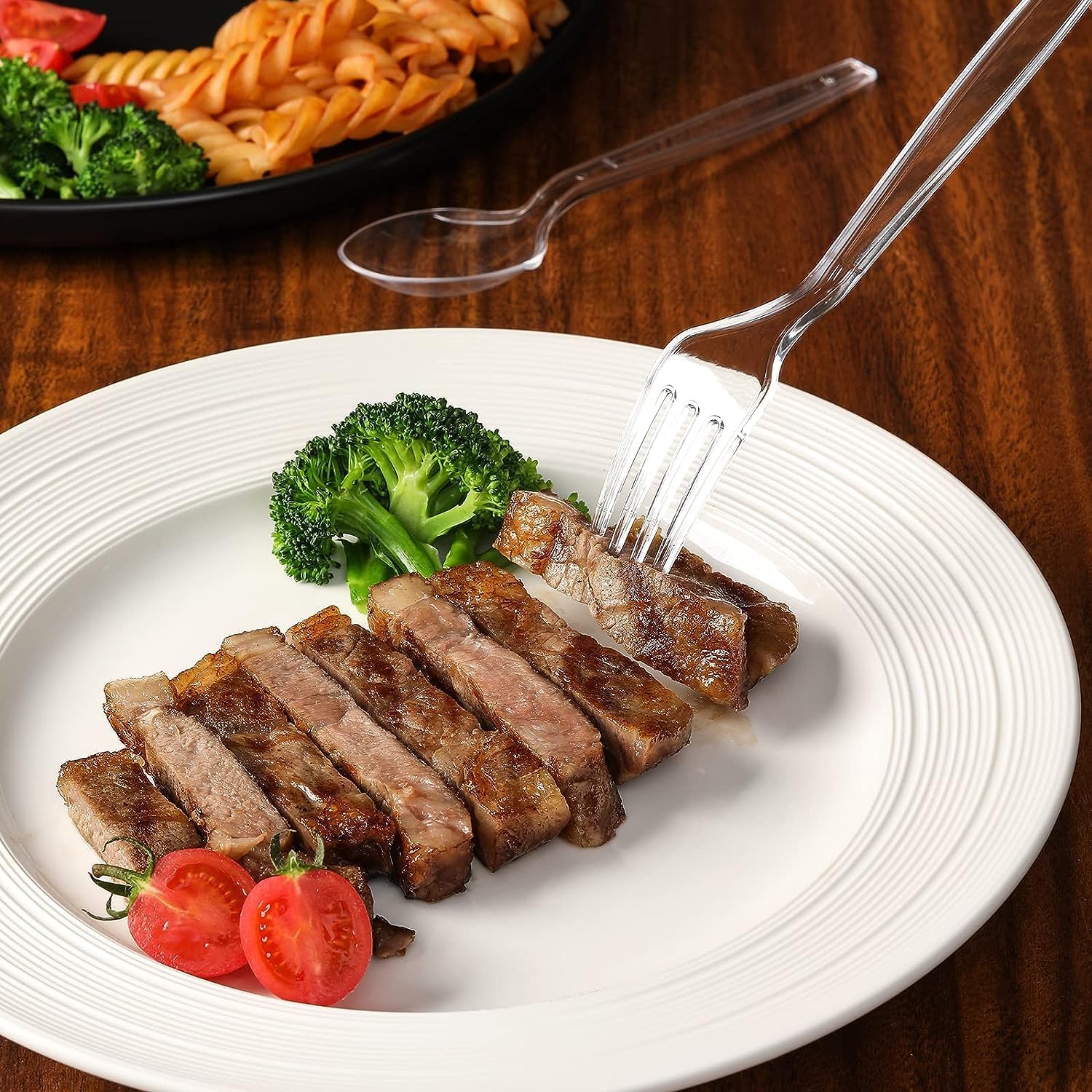 Thumbnail 4 de Clear Plastic Forks and Spoons Set 400 pcs 🍴