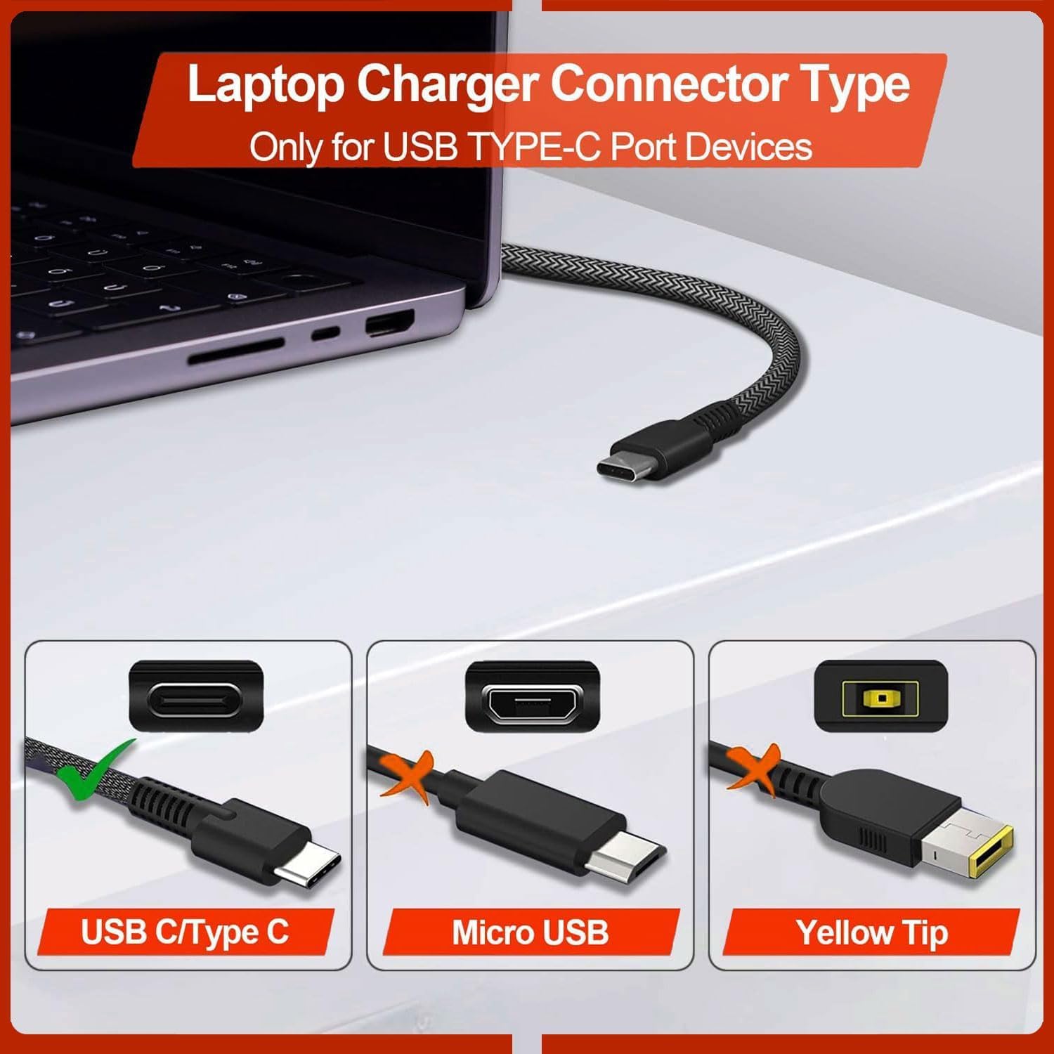 Thumbnail 4 de New Slim 65W USB-C Charger Replacement for HP laptops (Black)