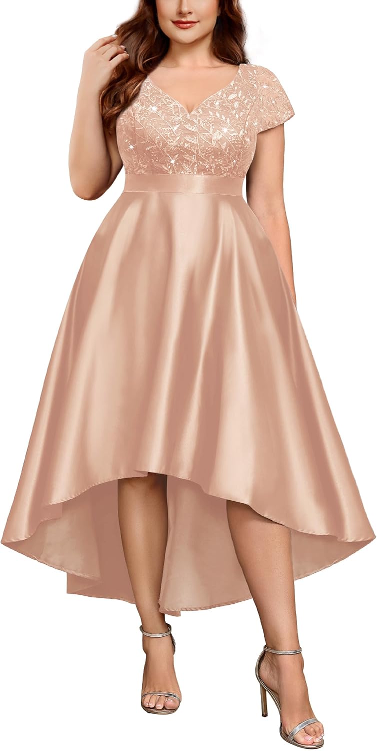 Thumbnail 6 de MISSMAY Women's Plus Size Vintage Double V-Neck Embroidery Sequin Dress