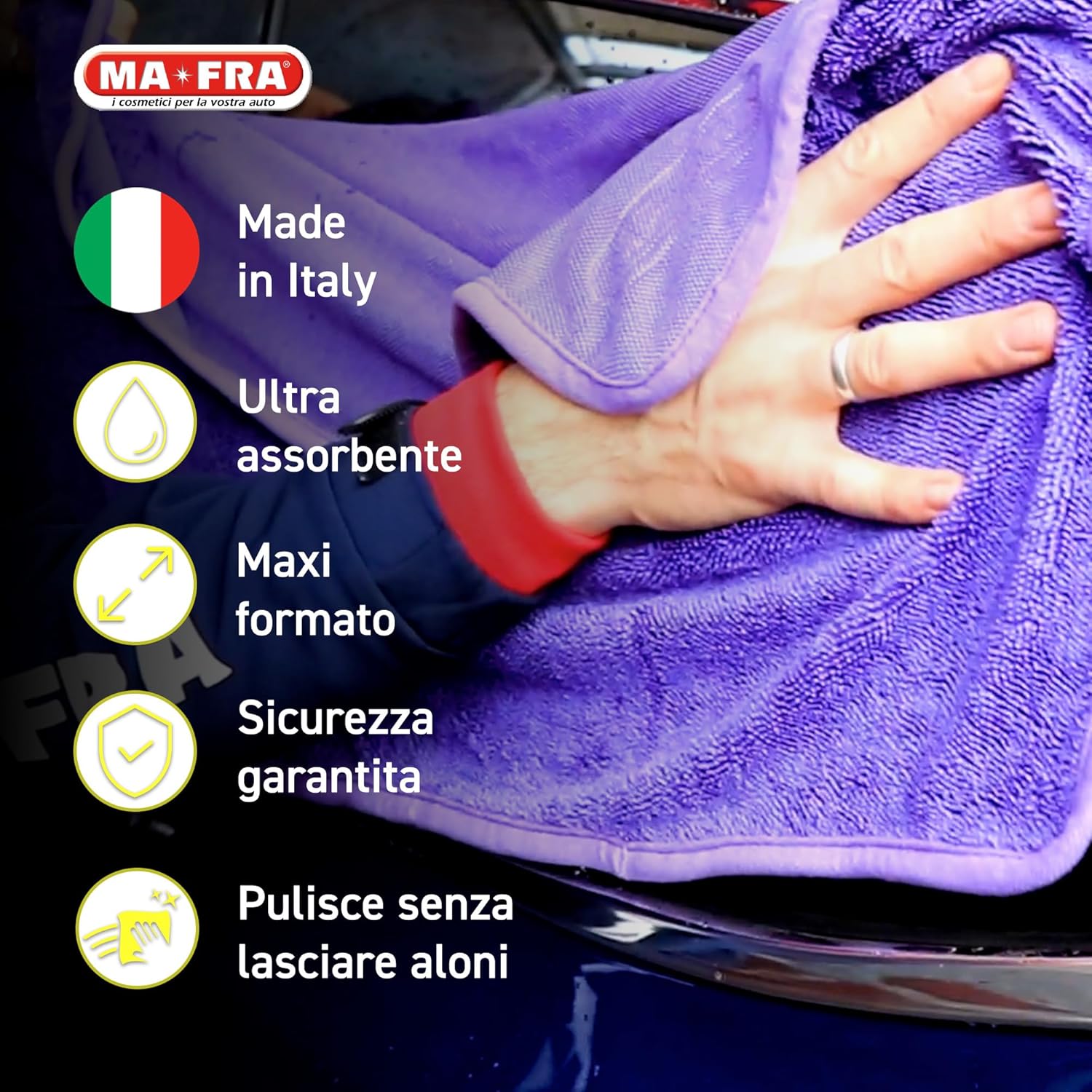 Thumbnail 2 de Ma-Fra Super Dryer: Panno in Microfibra Ultra-Assorbente 60x80 cm per Asciugatura Perfetta dell’Auto