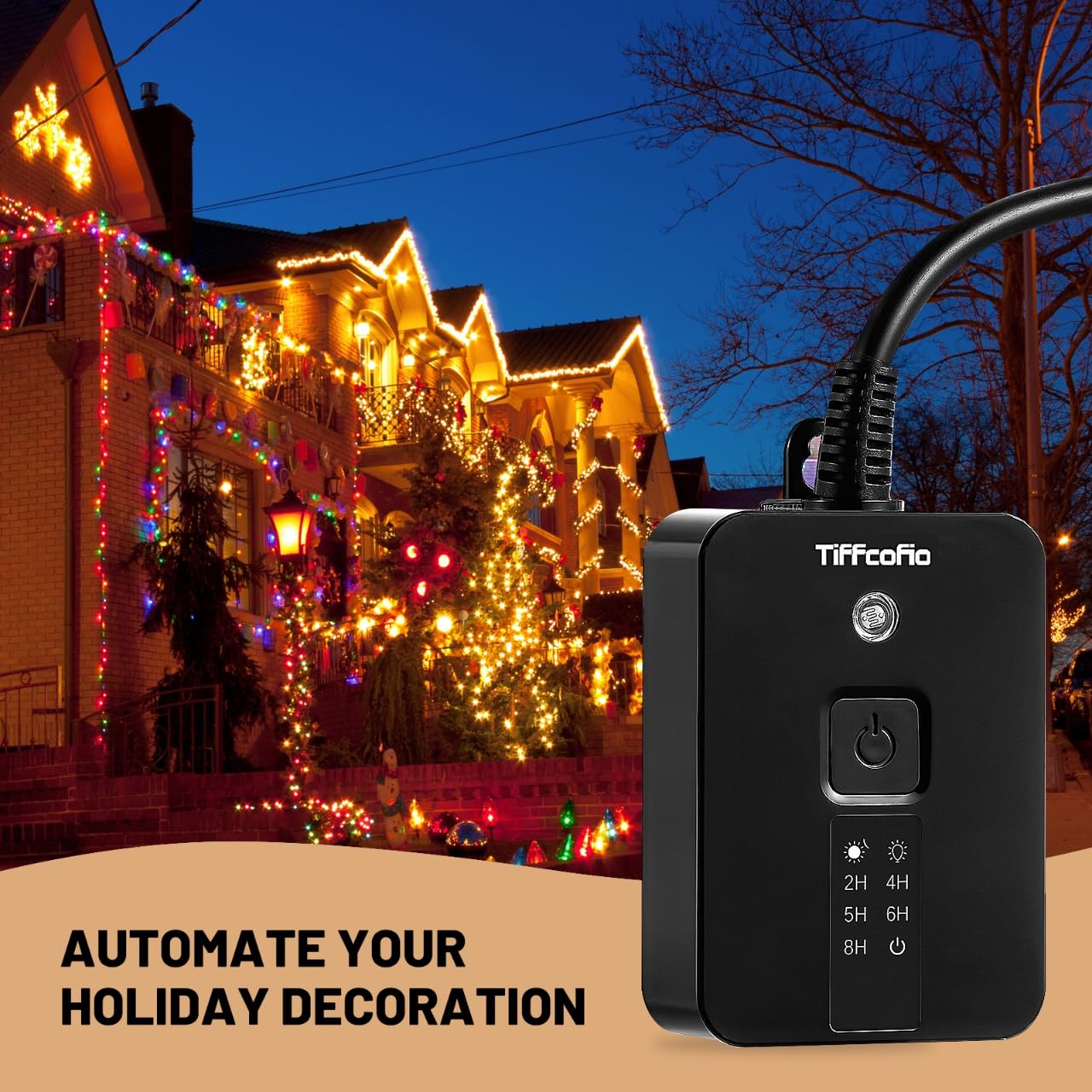 Detalle 1 de Tiffcofio TF-261A Outdoor Timer 2-Pack with Remote and Dusk-to-Dawn Sensor