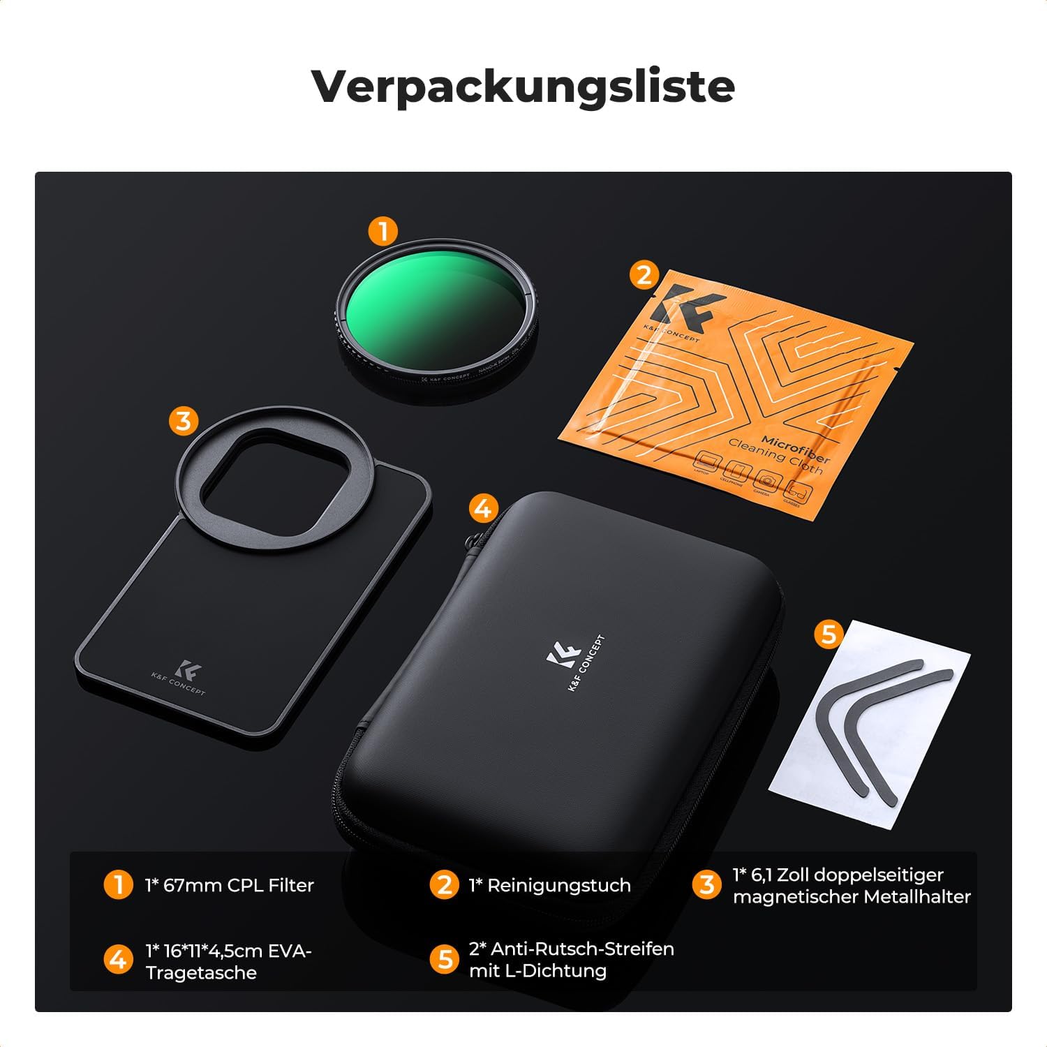 Thumbnail 6 de K&F CONCEPT Magnetischer Polfilter 67mm – CPL-Filter mit magnetischem 6,1-Zoll-Adapter für iPhone 12–16 Serien
