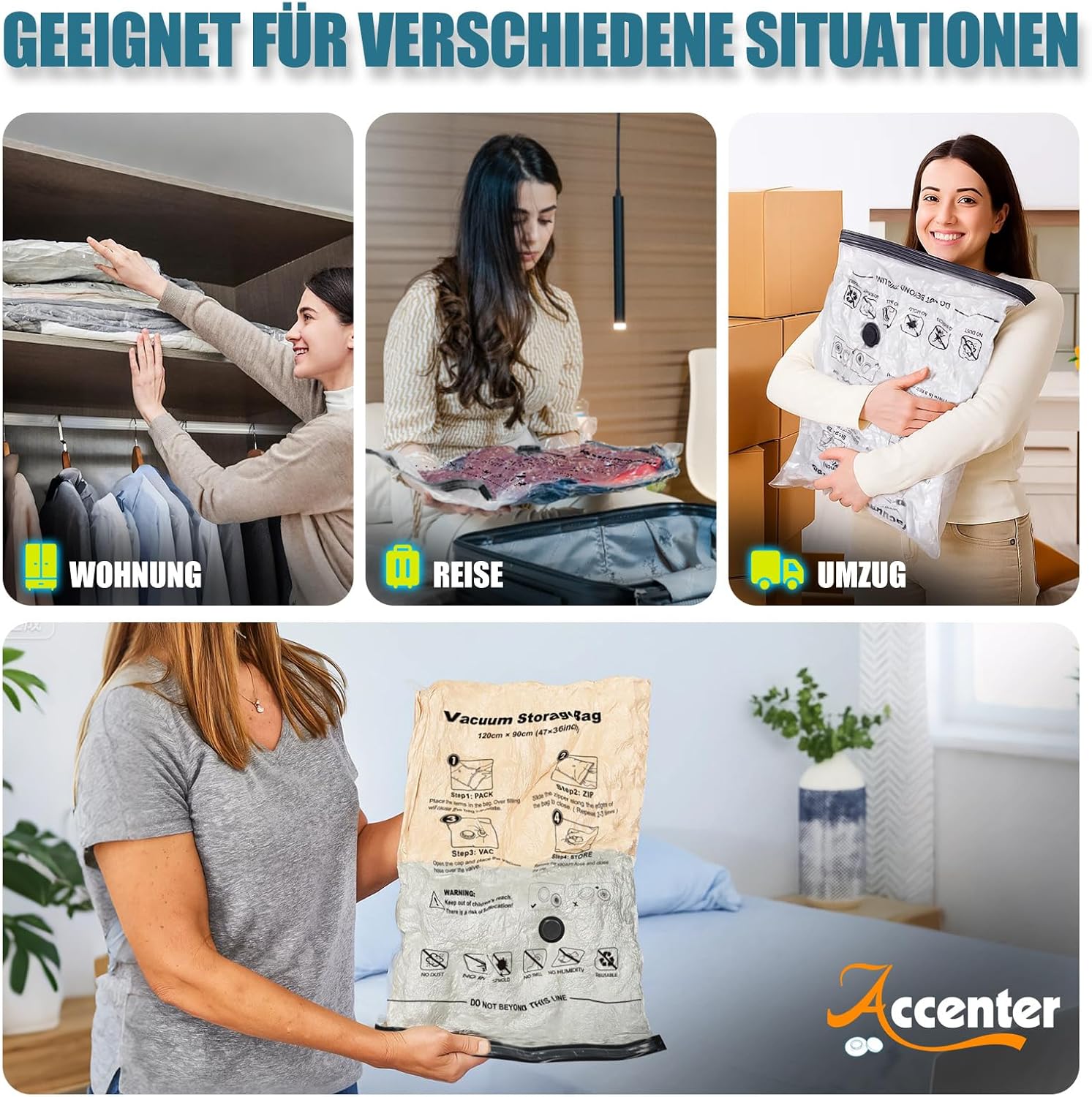 Thumbnail 6 de Accenter Vakuumbeutel 5er Set 3 Jumbo 100x80