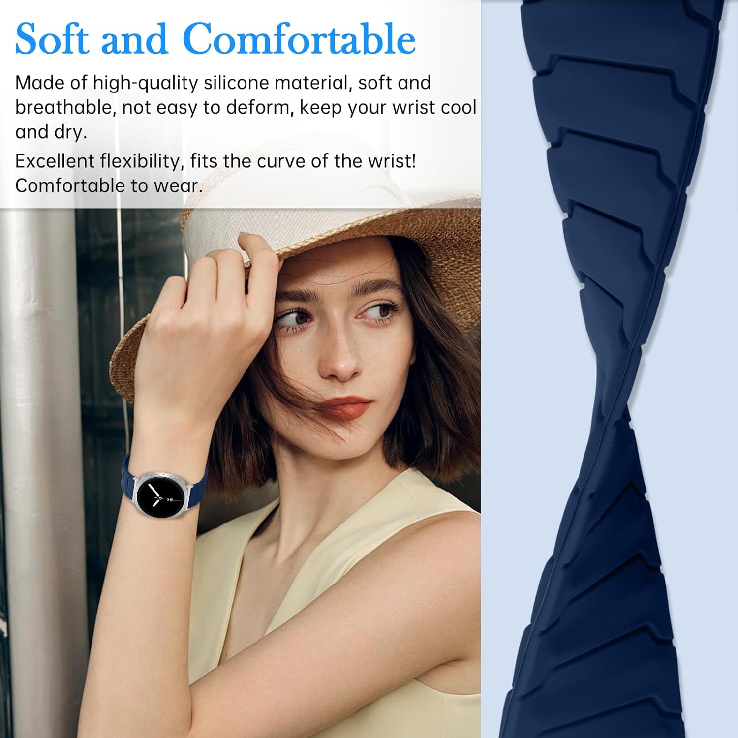 Thumbnail 3 de CiimWaa Magnet-Armband für Samsung Galaxy Watch 8 / 8 Classic (40/44 mm, 46 mm Classic) – weiches Silikon in Blau
